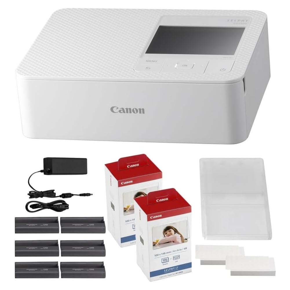 Impresora de Fotos Compacta Canon SELPHY CP1500 Blanca + Kit 216 Impresiones