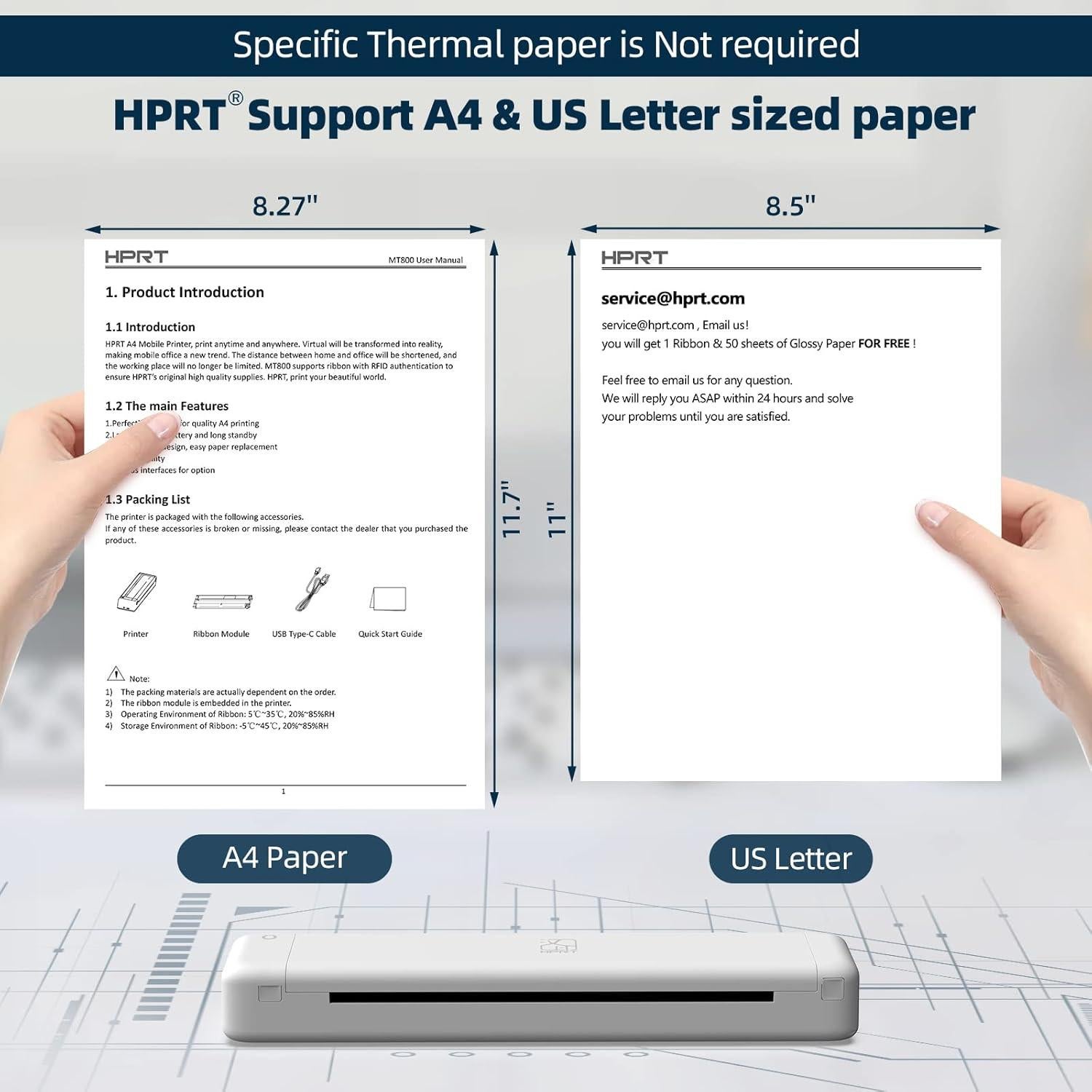 Impresora Portátil HPRT MT800 Inalámbrica Bluetooth A4