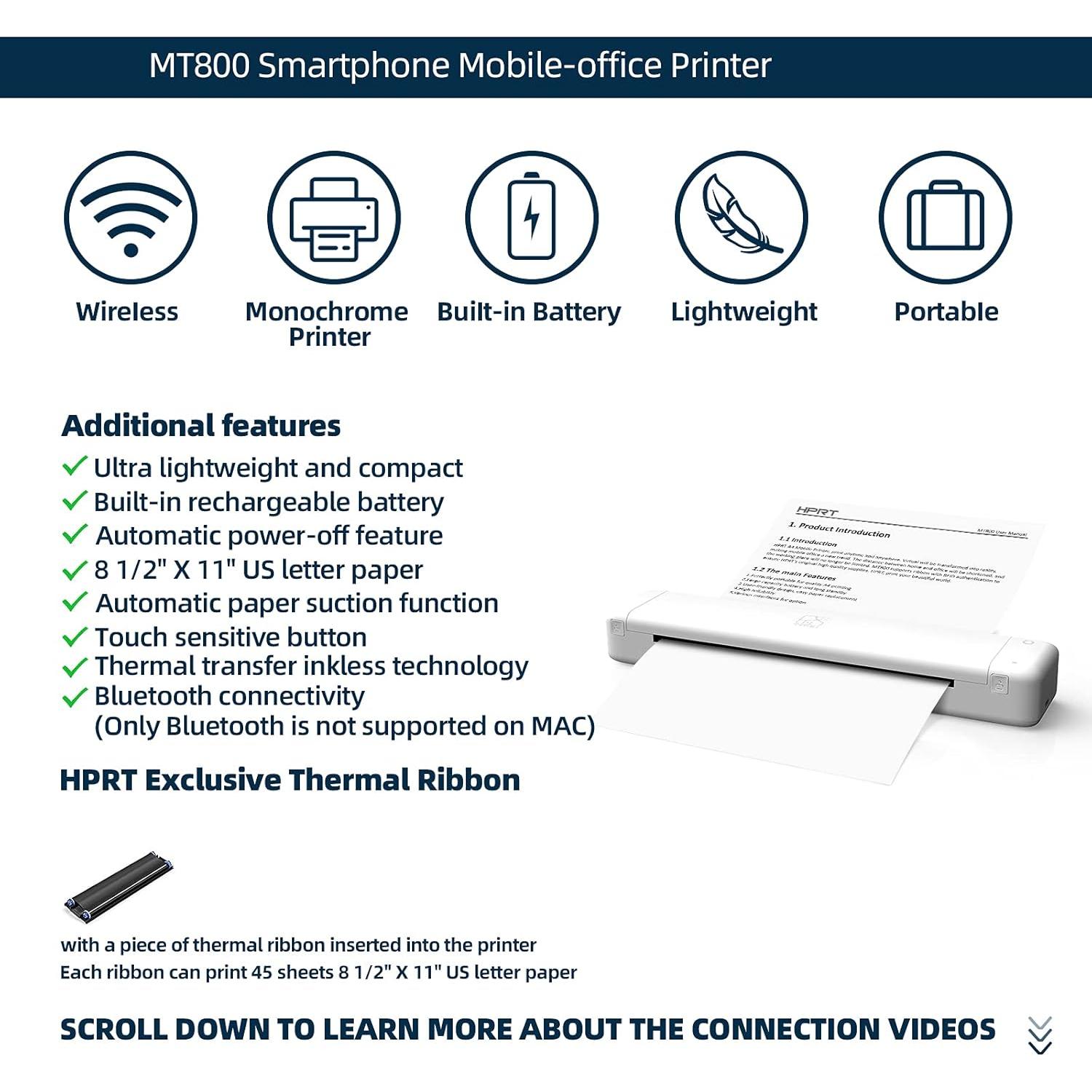 Impresora Portátil HPRT MT800 Inalámbrica Bluetooth A4