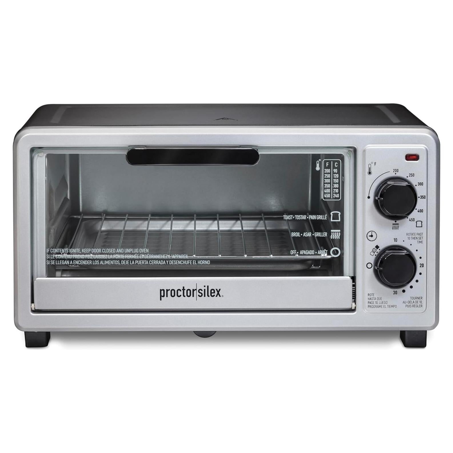 Horno Tostador Proctor Silex 4 Rebanadas 1100W Negro Plata