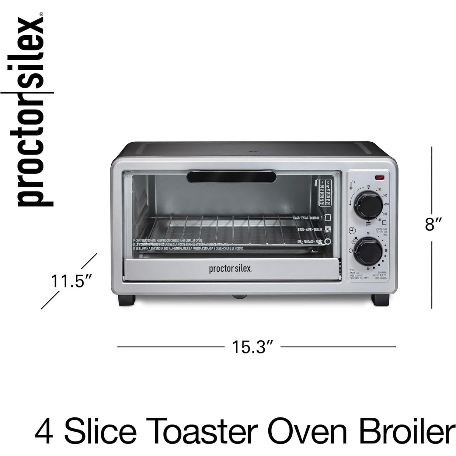 Horno Tostador Proctor Silex 4 Rebanadas 1100W Negro Plata