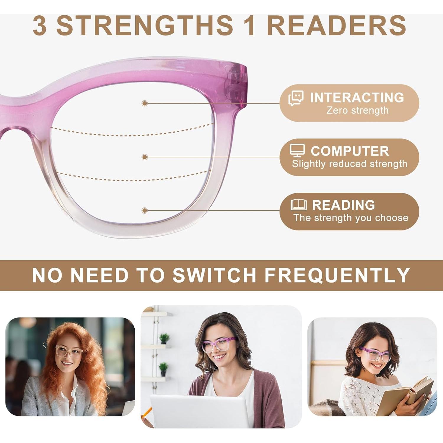 Paquete de 2 Gafas Progresivas Multifocales OuShiun 2.5x