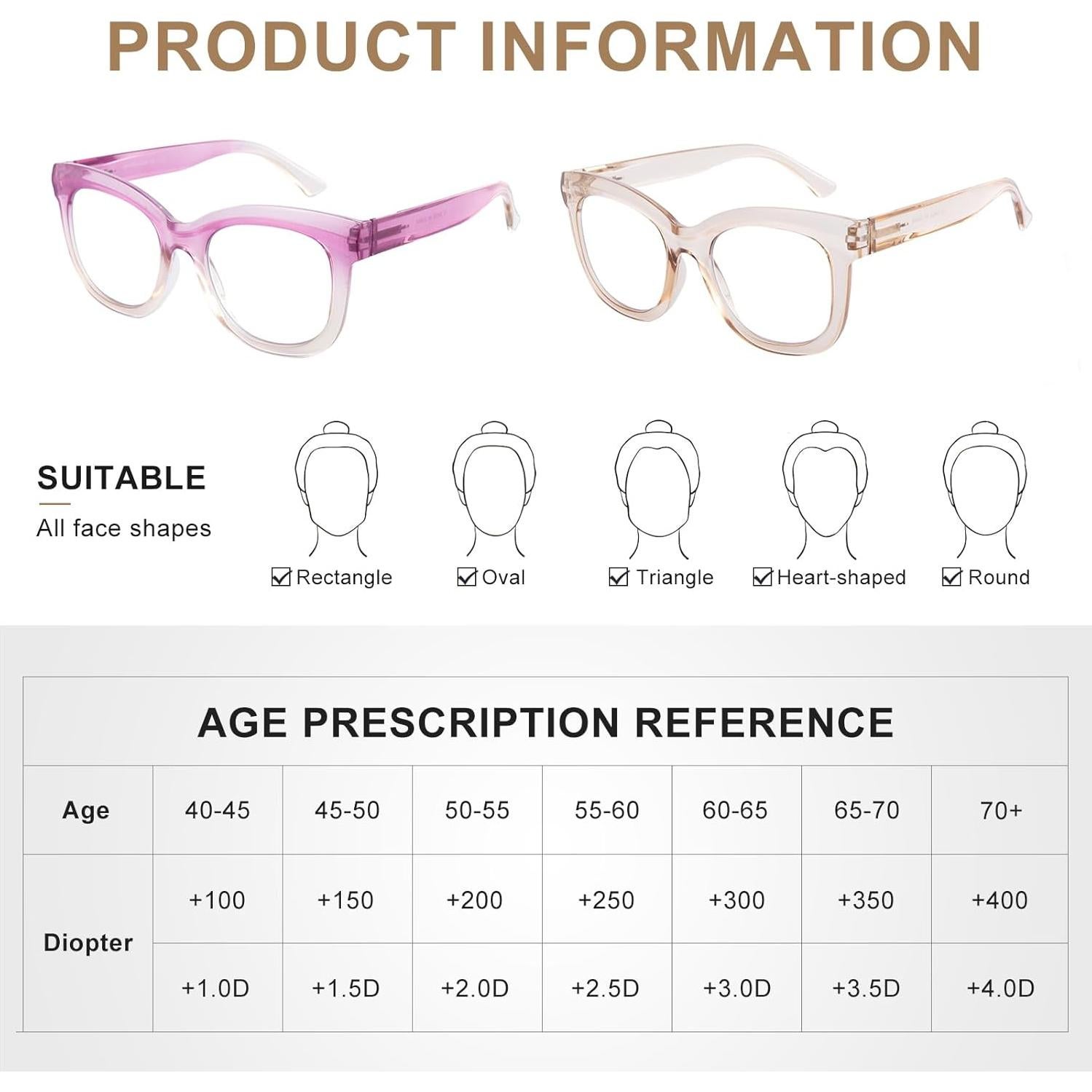 Paquete de 2 Gafas Progresivas Multifocales OuShiun 2.5x