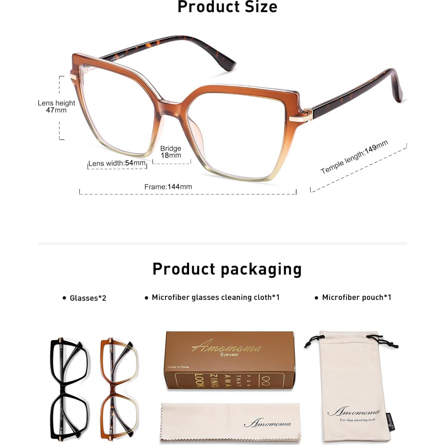 Gafas de lectura AMOMOMA 2x bloqueadoras luz azul para mujer