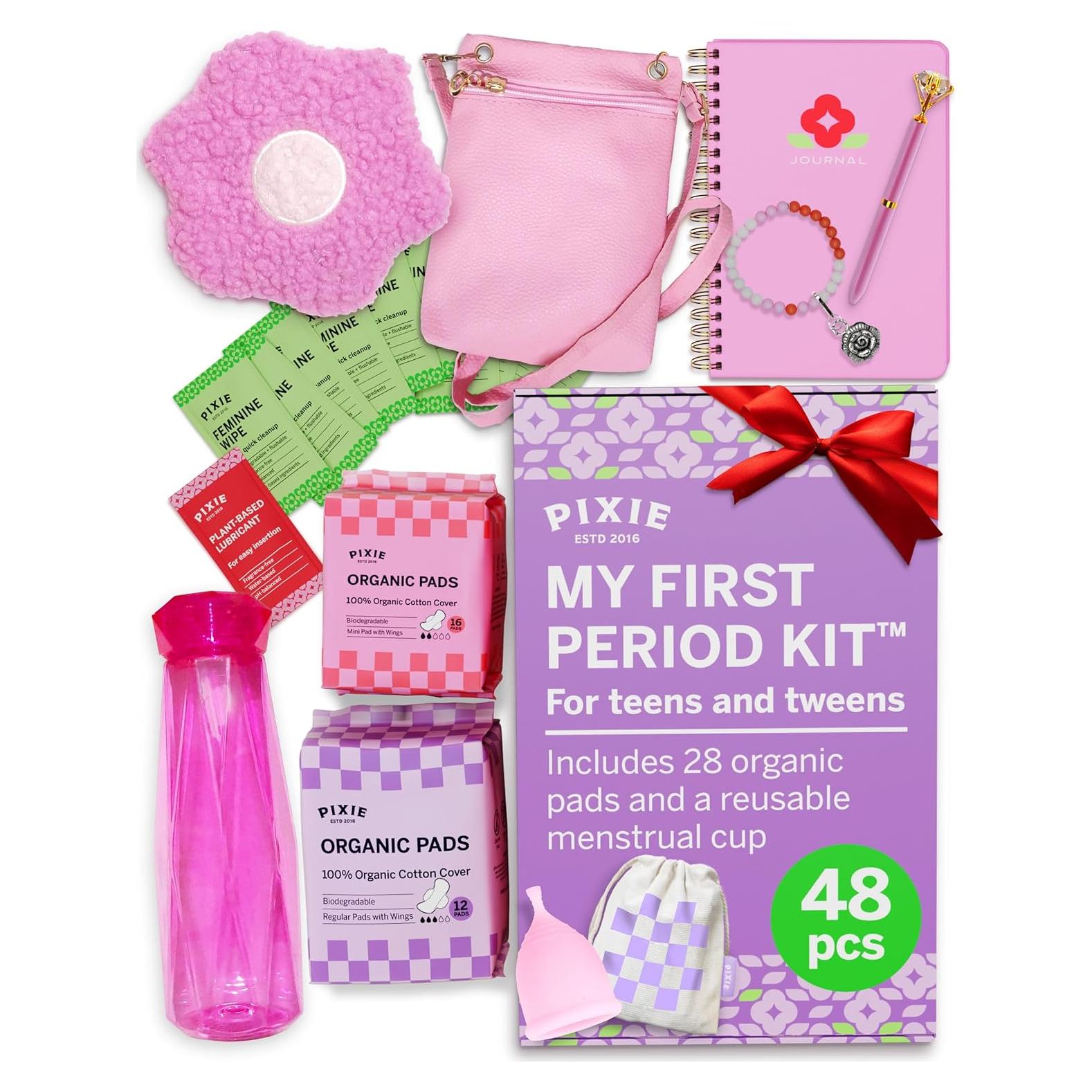 Kit Menstrual para Niñas Pixie Cup - Copa y Compresas Orgánicas