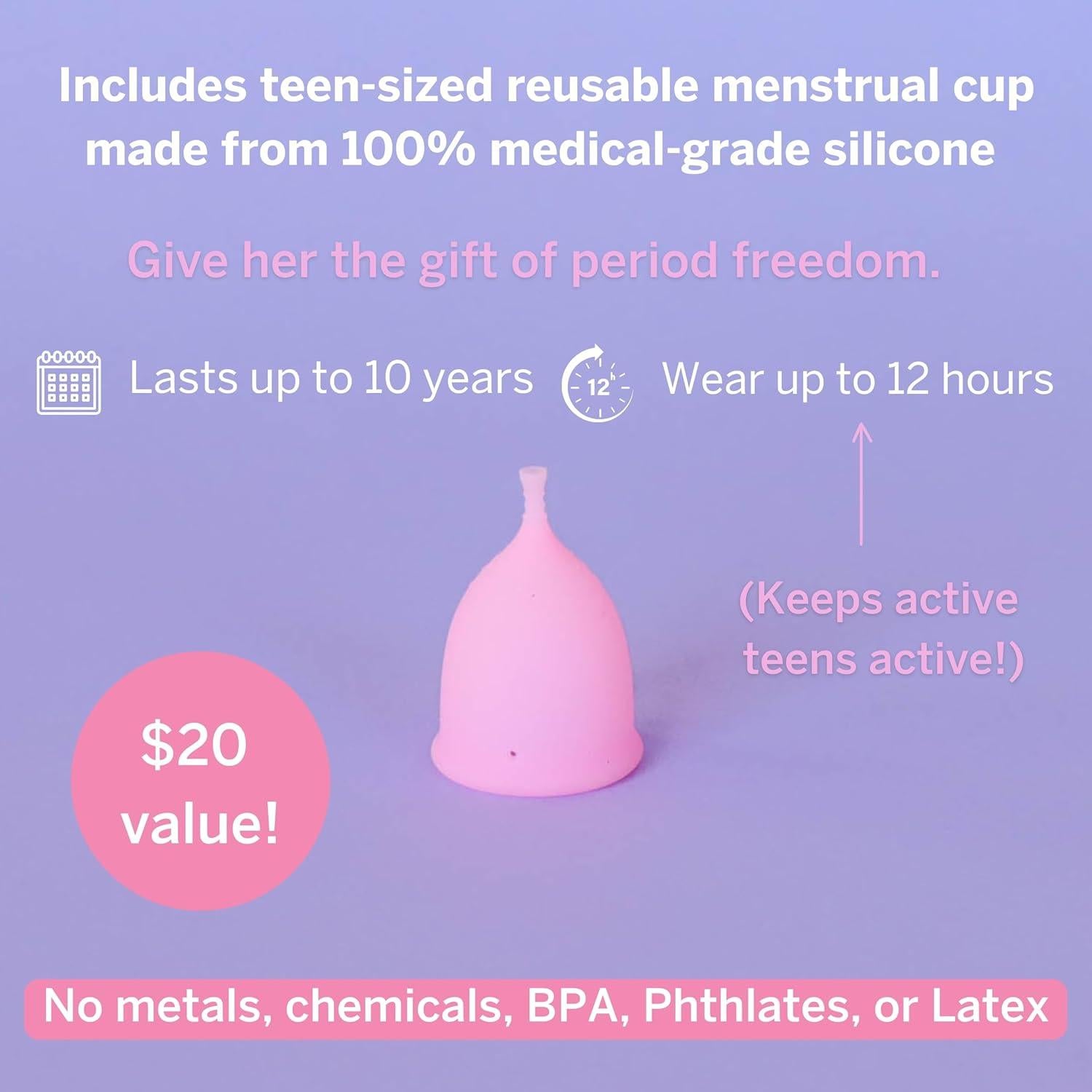 Kit Menstrual para Niñas Pixie Cup - Copa y Compresas Orgánicas
