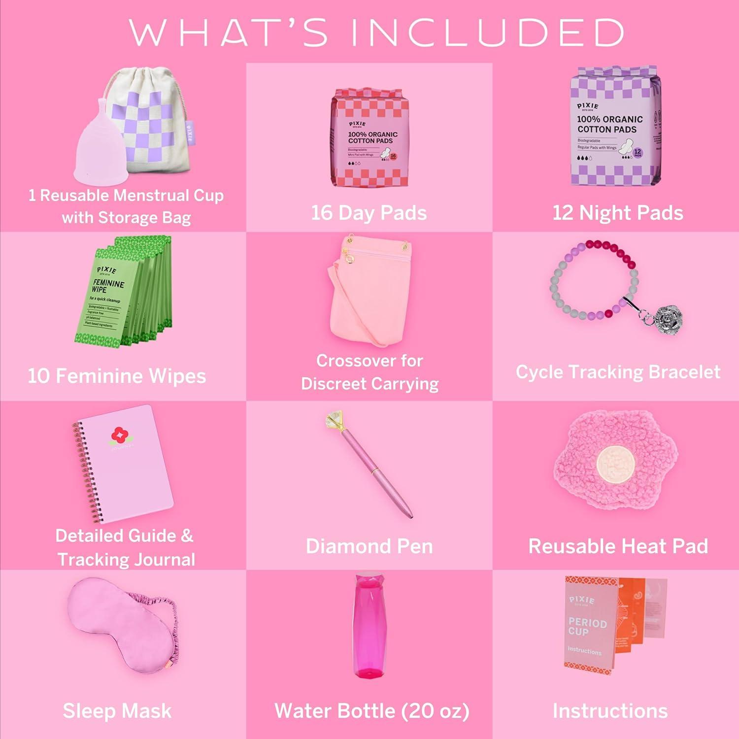 Kit Menstrual para Niñas Pixie Cup - Copa y Compresas Orgánicas