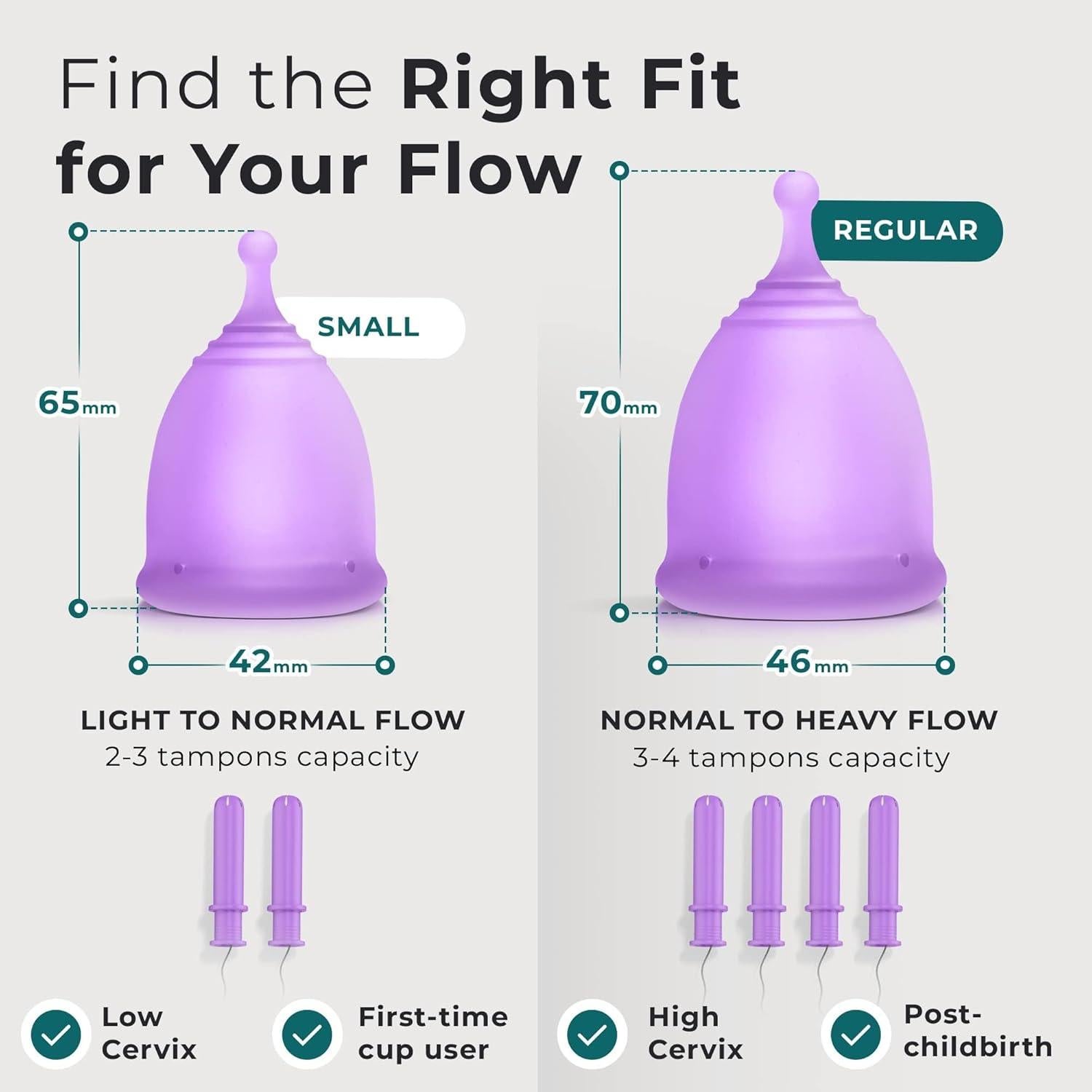 Juego de Copas Menstruales Reutilizables CareCup - 2 Tamaños