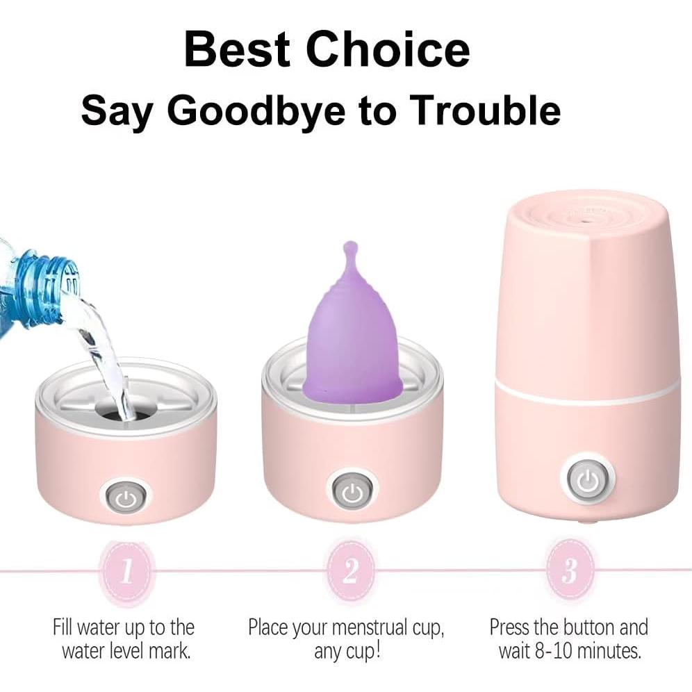 Esterilizador Automático de Copas Menstruales Mottery Rosa 99.9% Limpieza