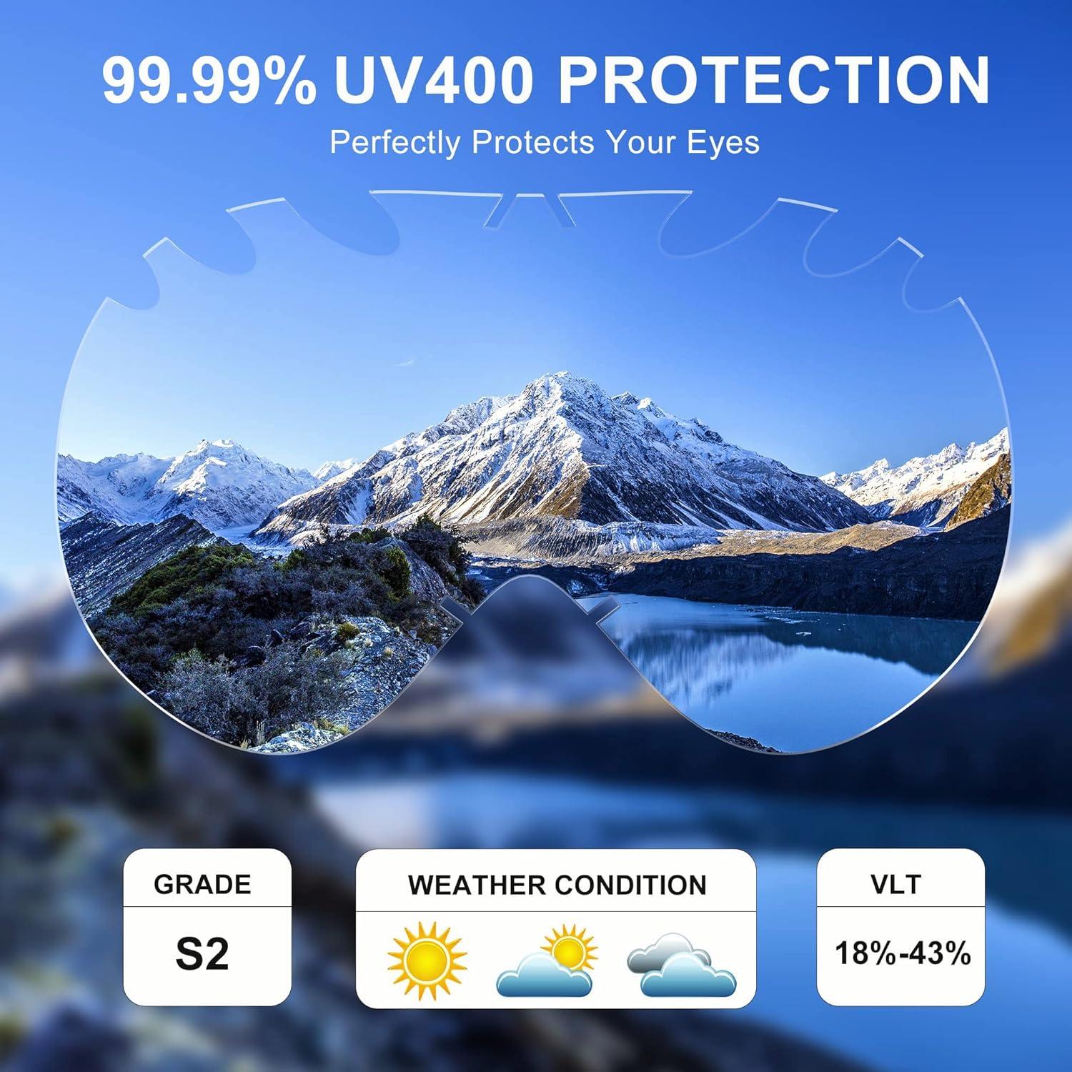 Gafas de esquí RABIGALA UV400 anti-vaho unisex rojas