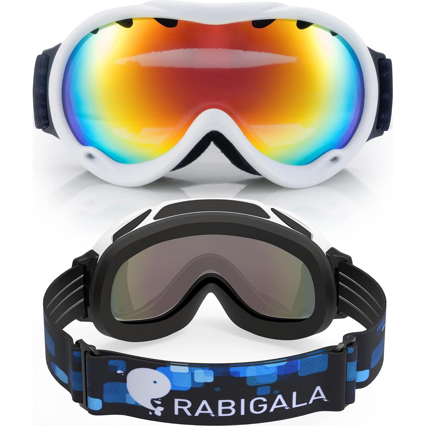 Gafas de esquí RABIGALA UV400 anti-vaho unisex rojas