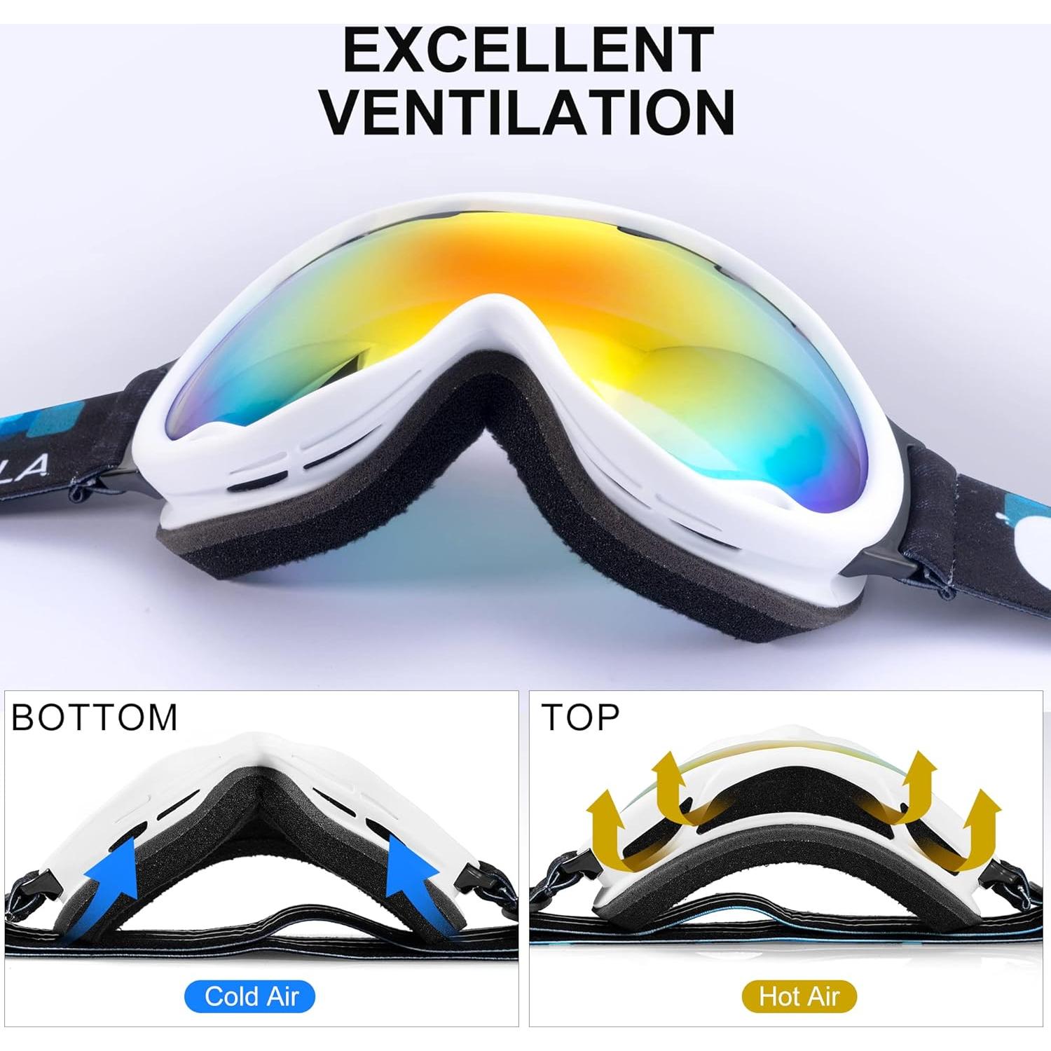 Gafas de esquí RABIGALA UV400 anti-vaho unisex rojas