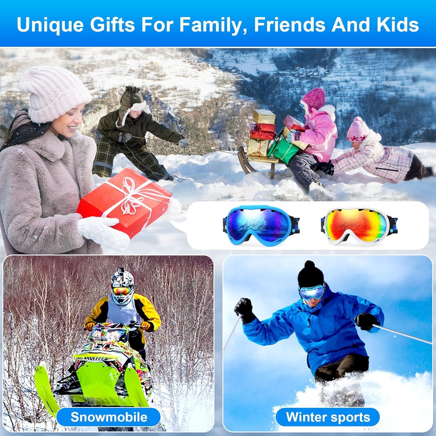 Gafas de esquí RABIGALA UV400 anti-vaho unisex rojas