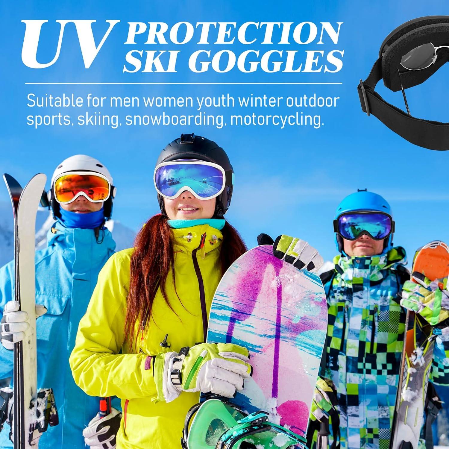 Macarrie Gafas de Esquí OTG Antivaho UV 3 Pares Unisex