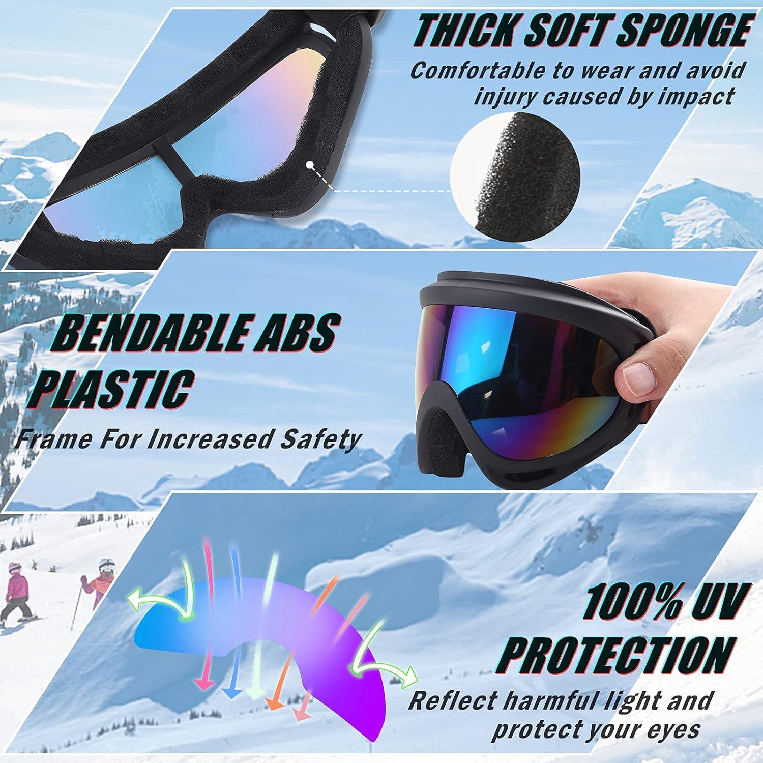 Paquete de 5 Gafas de Esquí UV Antivaho para Adultos y Niños