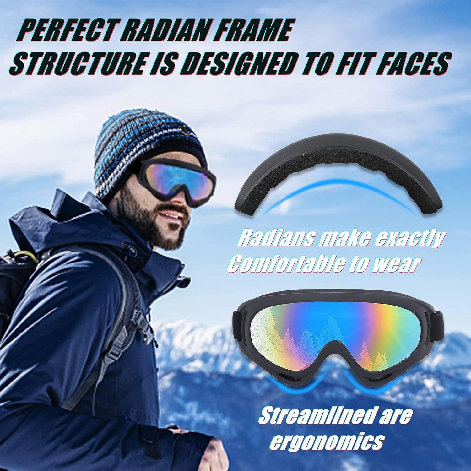 Paquete de 5 Gafas de Esquí UV Antivaho para Adultos y Niños