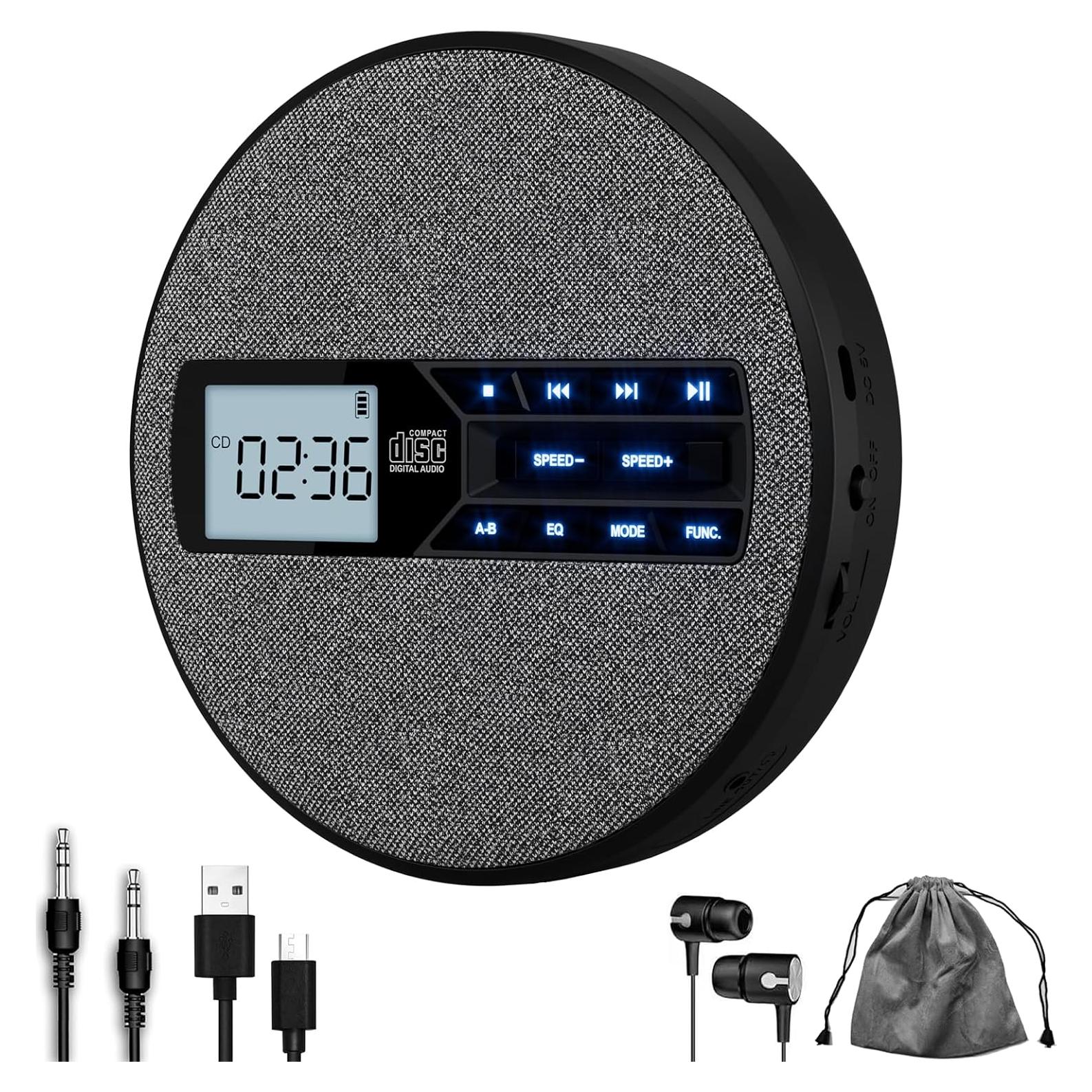 Reproductor de CD Portátil M-Amazup C-07 Recargable con Bluetooth