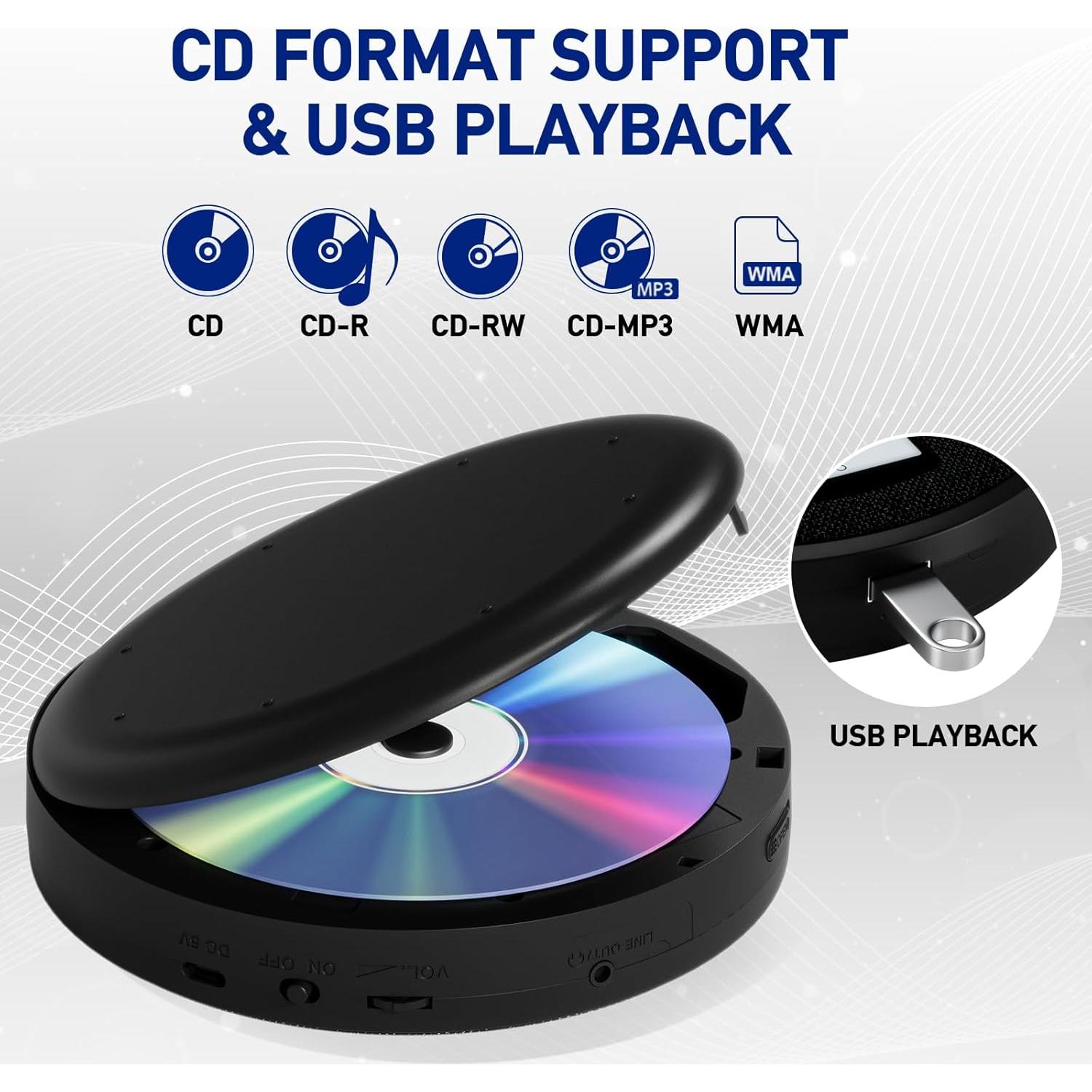 Reproductor de CD Portátil M-Amazup C-07 Recargable con Bluetooth