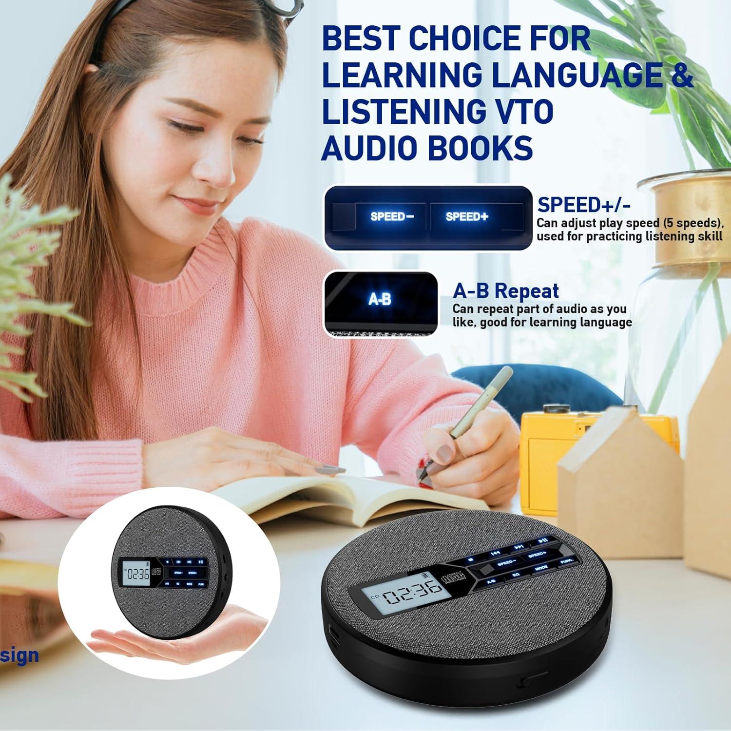 Reproductor de CD Portátil M-Amazup C-07 Recargable con Bluetooth