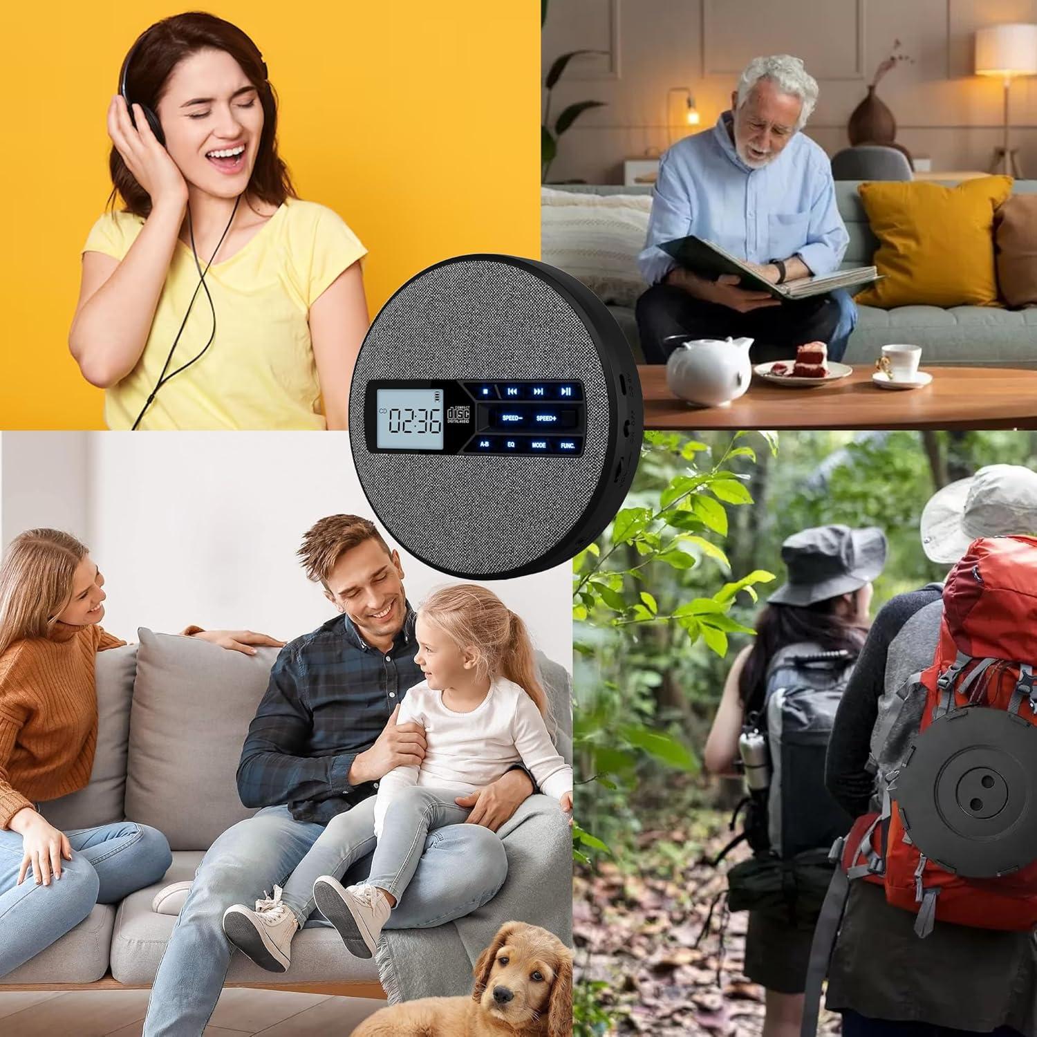 Reproductor de CD Portátil M-Amazup C-07 Recargable con Bluetooth