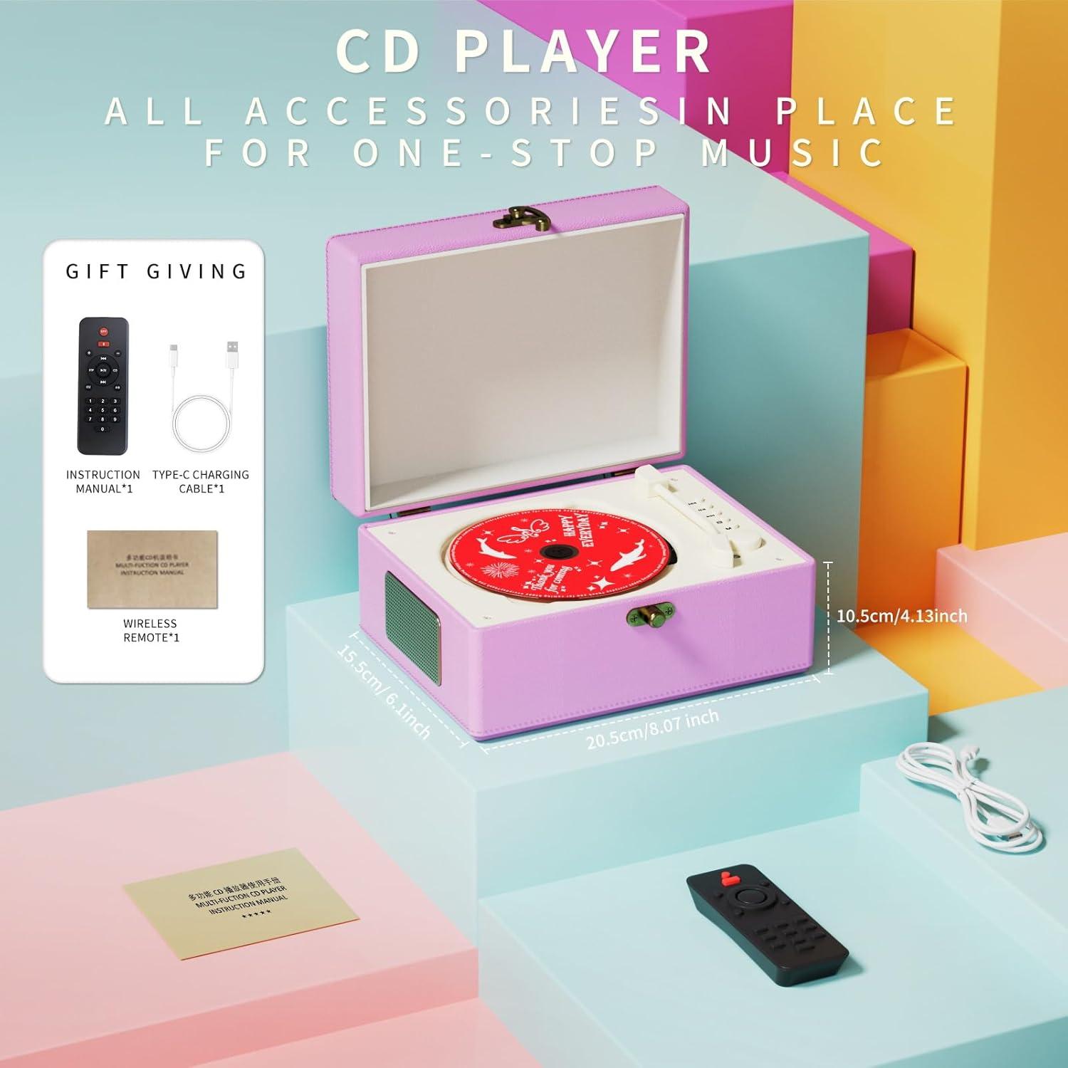 Reproductor de CD Bluetooth Yintiny TMB8 con altavoces púrpura