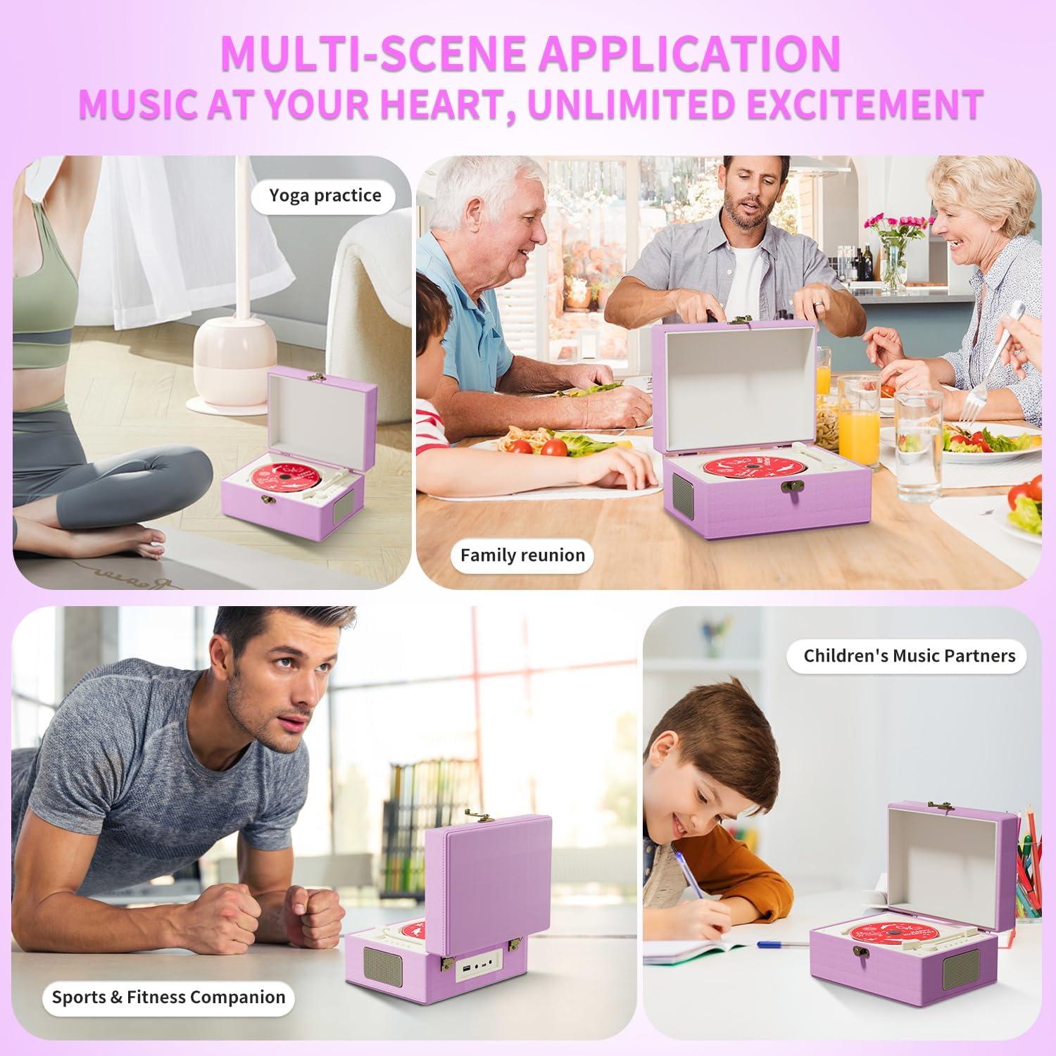 Reproductor de CD Bluetooth Yintiny TMB8 con altavoces púrpura