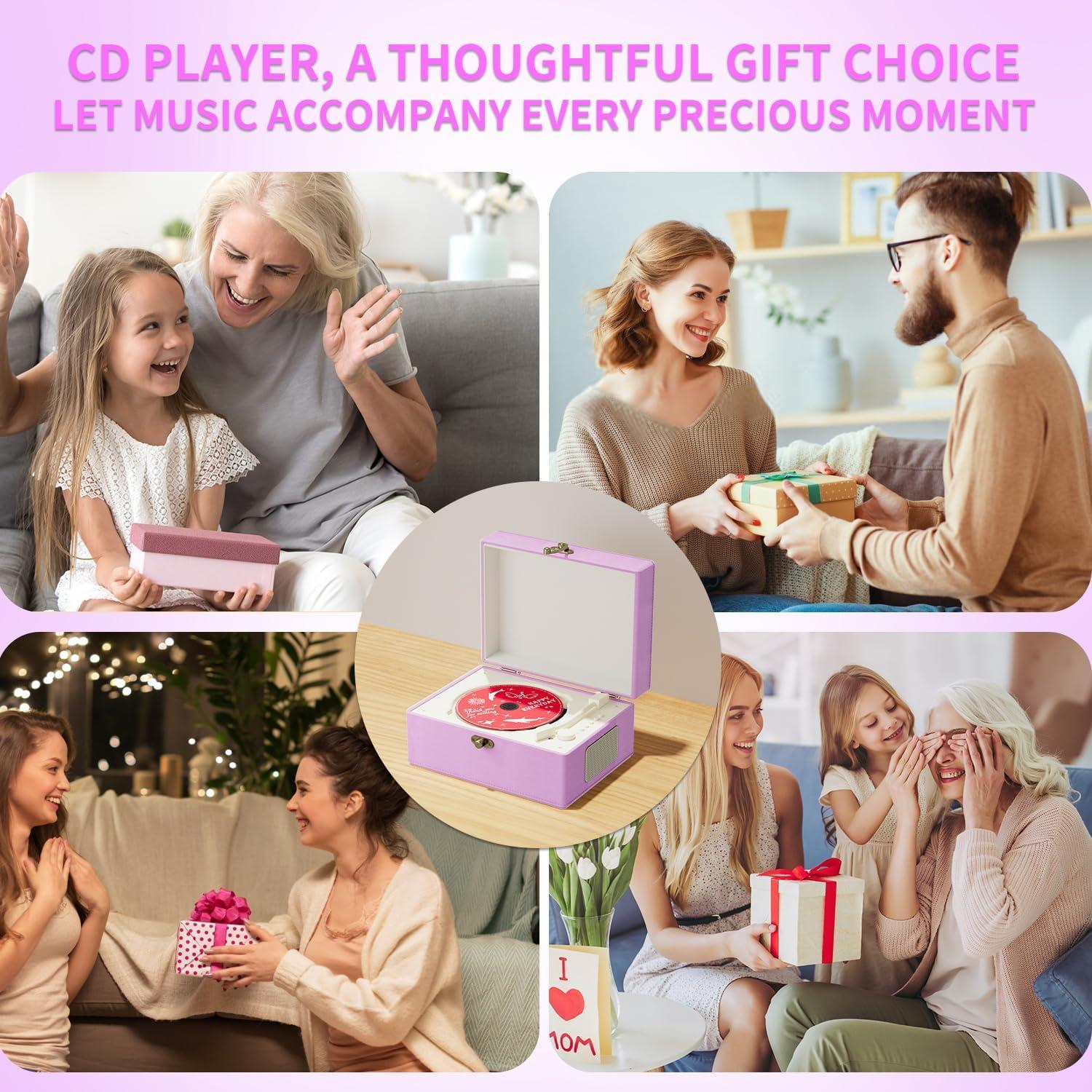 Reproductor de CD Bluetooth Yintiny TMB8 con altavoces púrpura