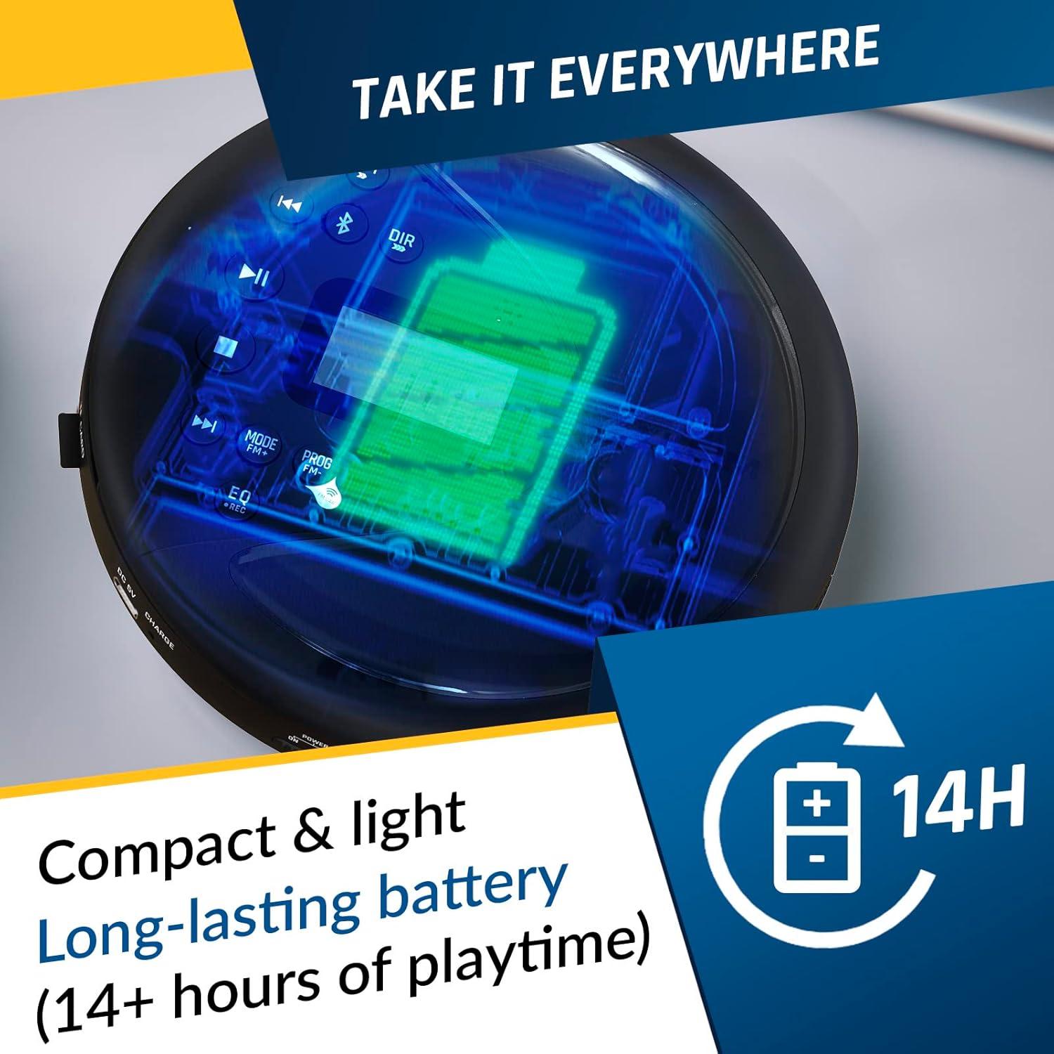 Reproductor de CD portátil KLIM Discover - Bluetooth, FM, SD