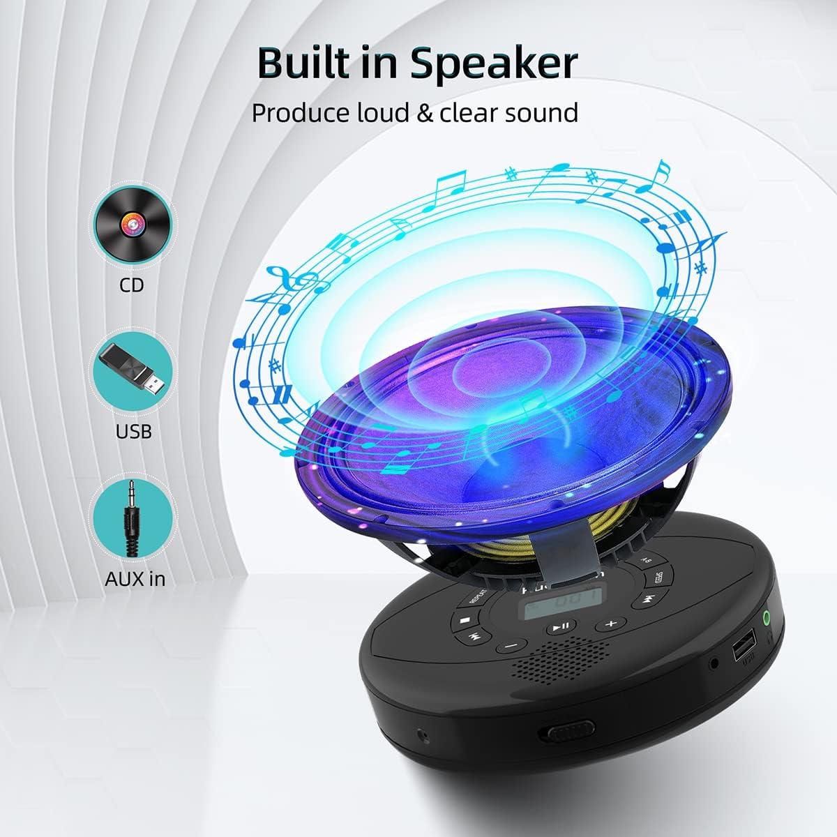 Reproductor de CD Portátil Kuephom PM11 Negro con Altavoz