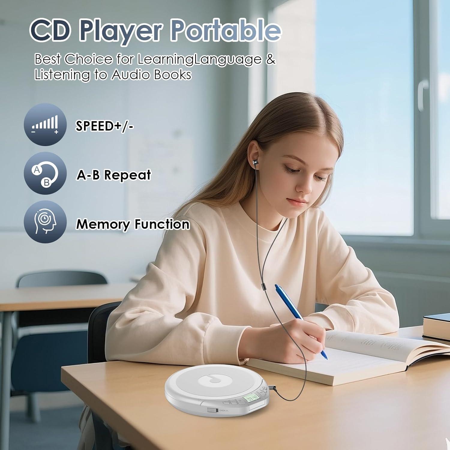 Reproductor de CD portátil Gueray H-01 con auriculares y anti-salto