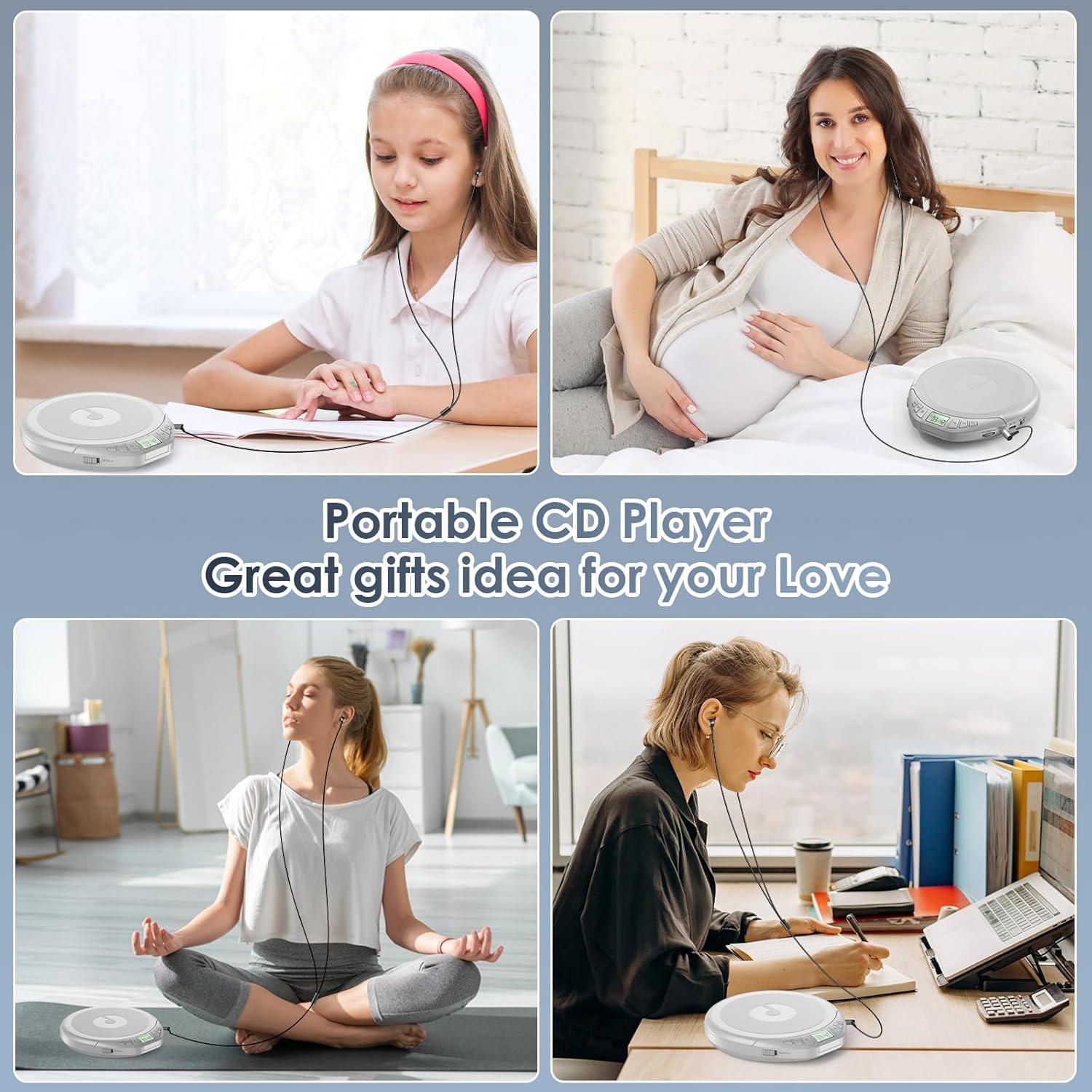 Reproductor de CD portátil Gueray H-01 con auriculares y anti-salto