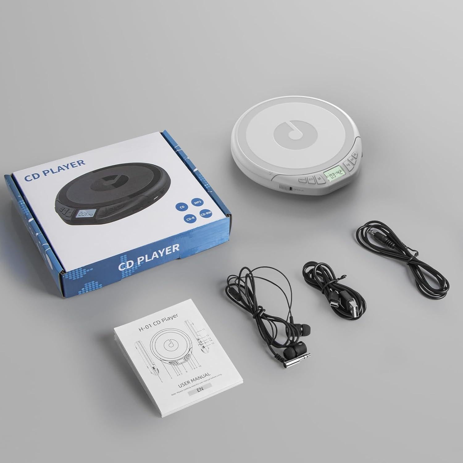 Reproductor de CD portátil Gueray H-01 con auriculares y anti-salto