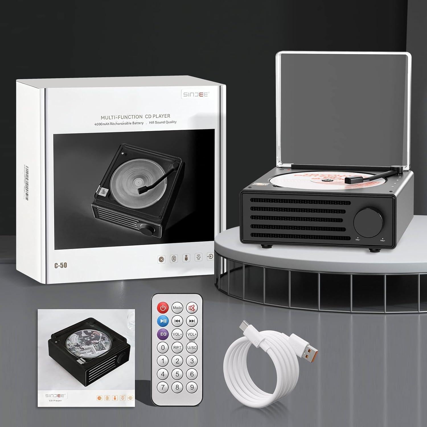 Reproductor de CD Portátil Bluetooth HiFi 4000mAh LCX-CD50