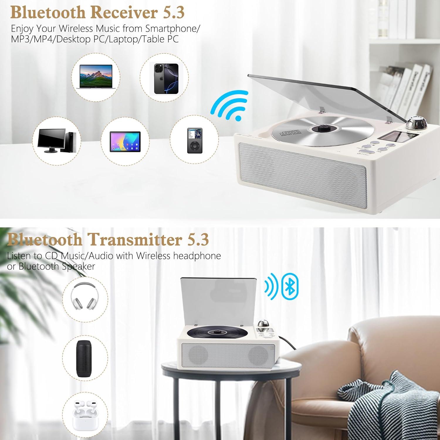 Reproductor de CD Portátil M-Amazup L-CD211 Blanco 7-en-1