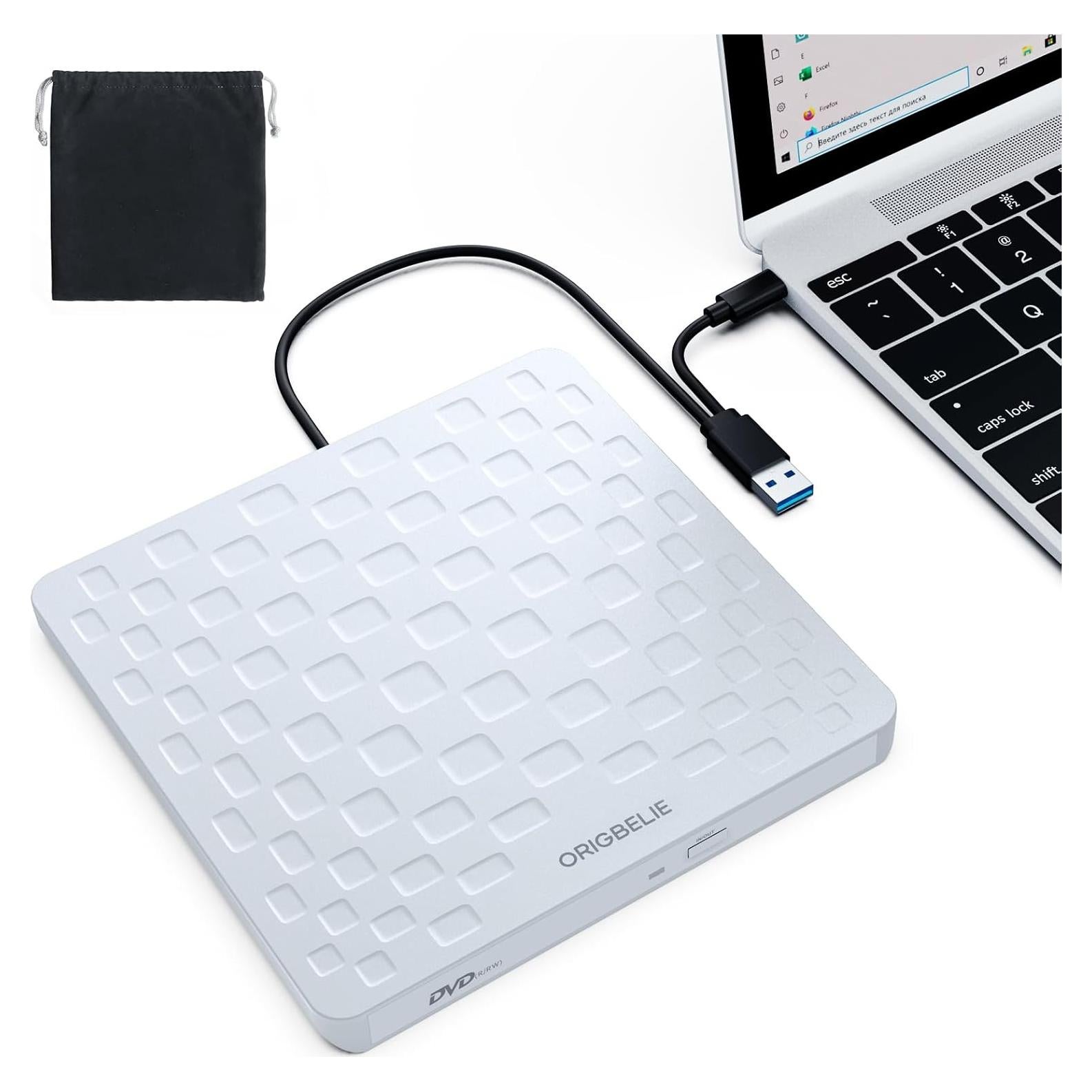 Unidad Externa de CD/DVD ORIGBELIE Blanca Ultra Delgado 13mm