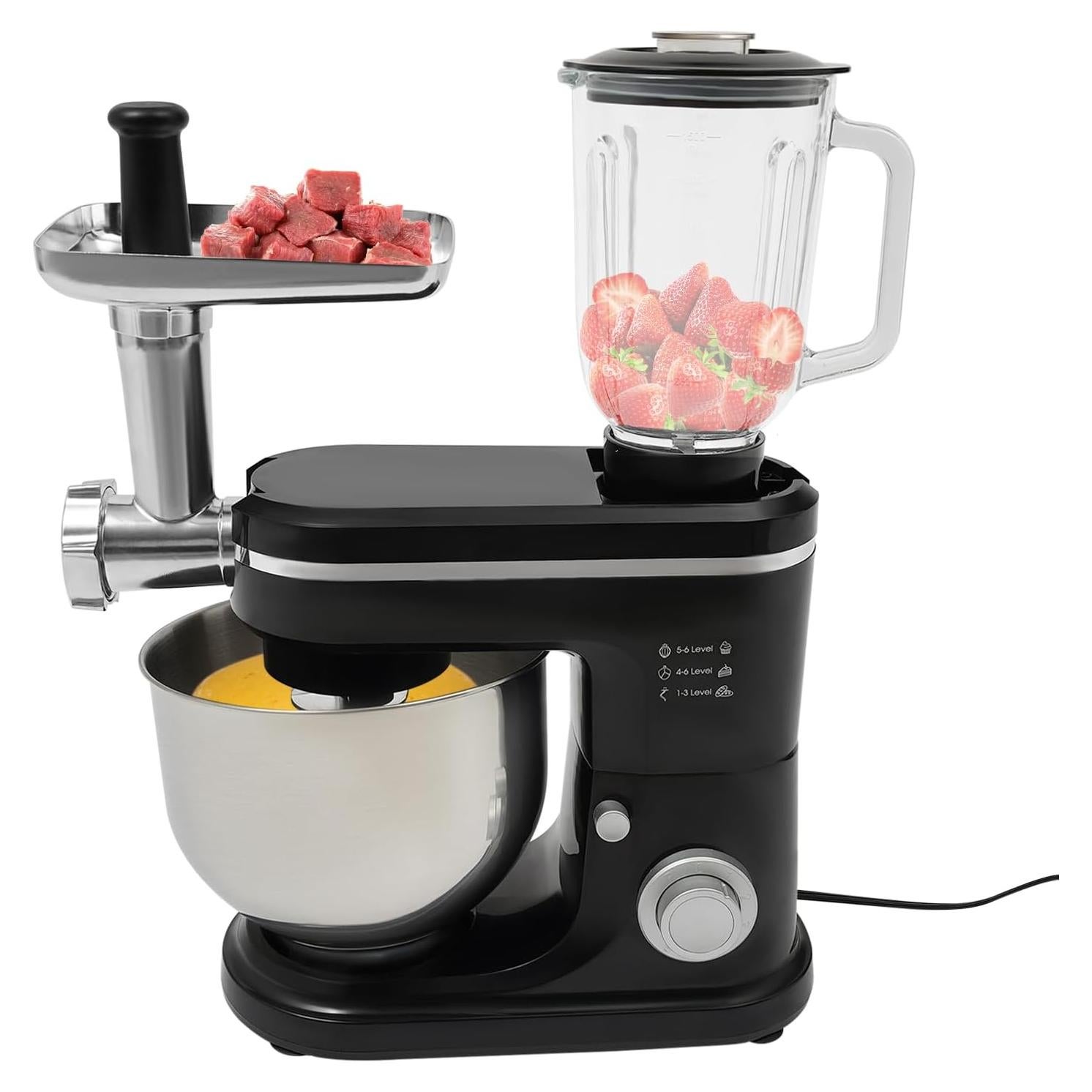 Batidora de pie 700W sjcdicnj, 6.34L, 6 velocidades, negra