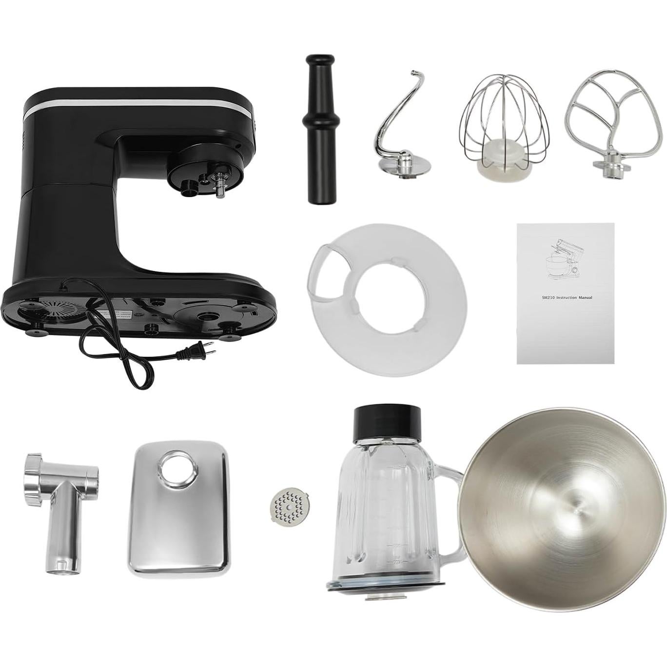 Batidora de pie 700W sjcdicnj, 6.34L, 6 velocidades, negra