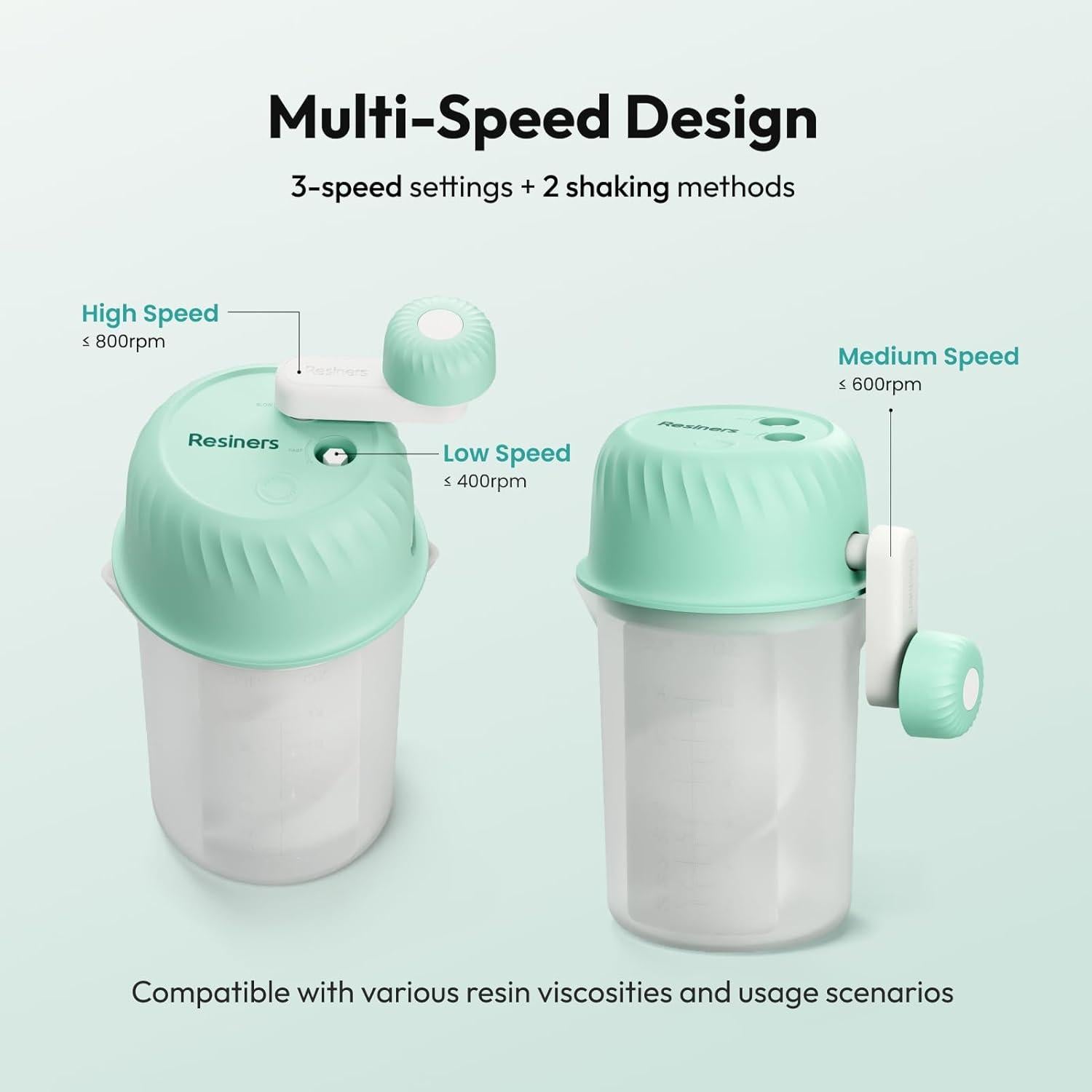 Mezclador de Resina Manual Resiners R-195E Verde Menta 3 Velocidades