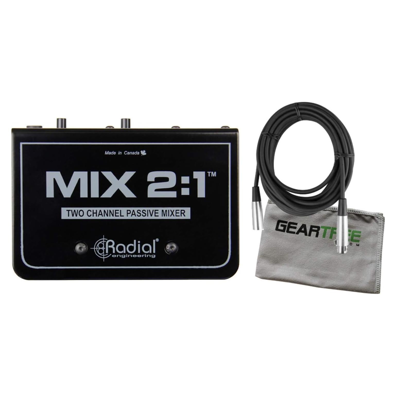 Mezclador Pasivo Radial MIX 2:1 con XLR y TRS 2 Canales