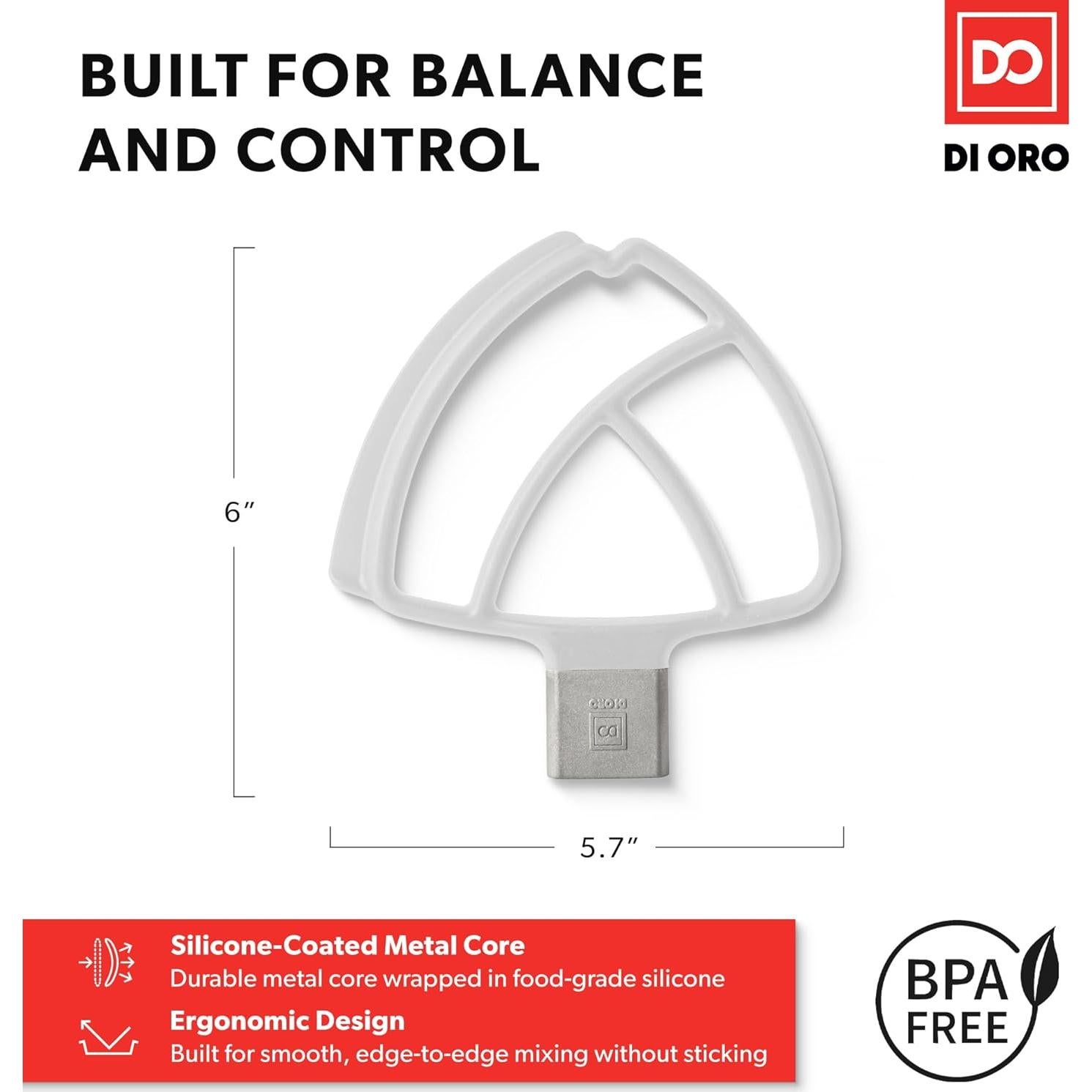 Batidor de Borde Flexible DI ORO para KitchenAid 4.5-5L Blanco