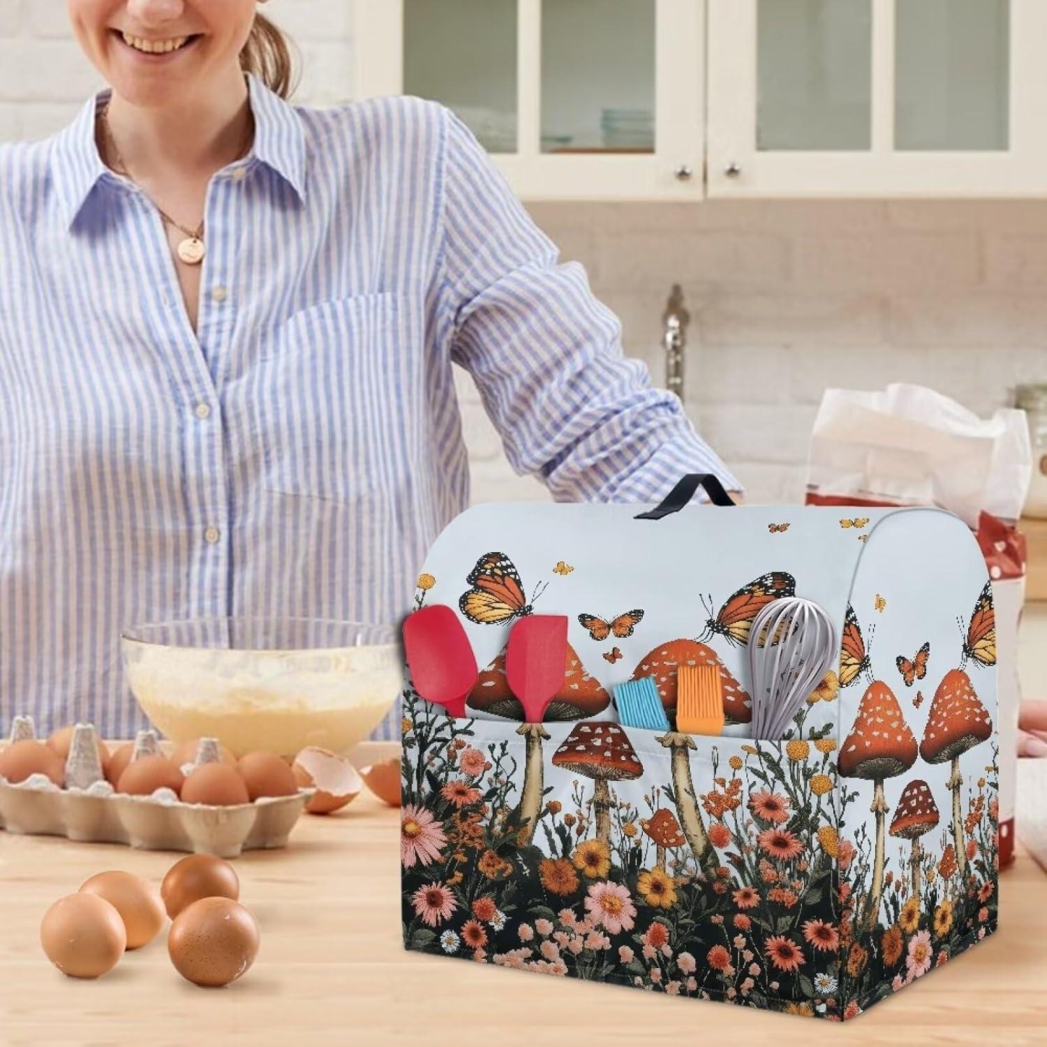 Cubierta de Mezclador Kitchen Aid S Mariposas y Setas 36.8x27.4cm