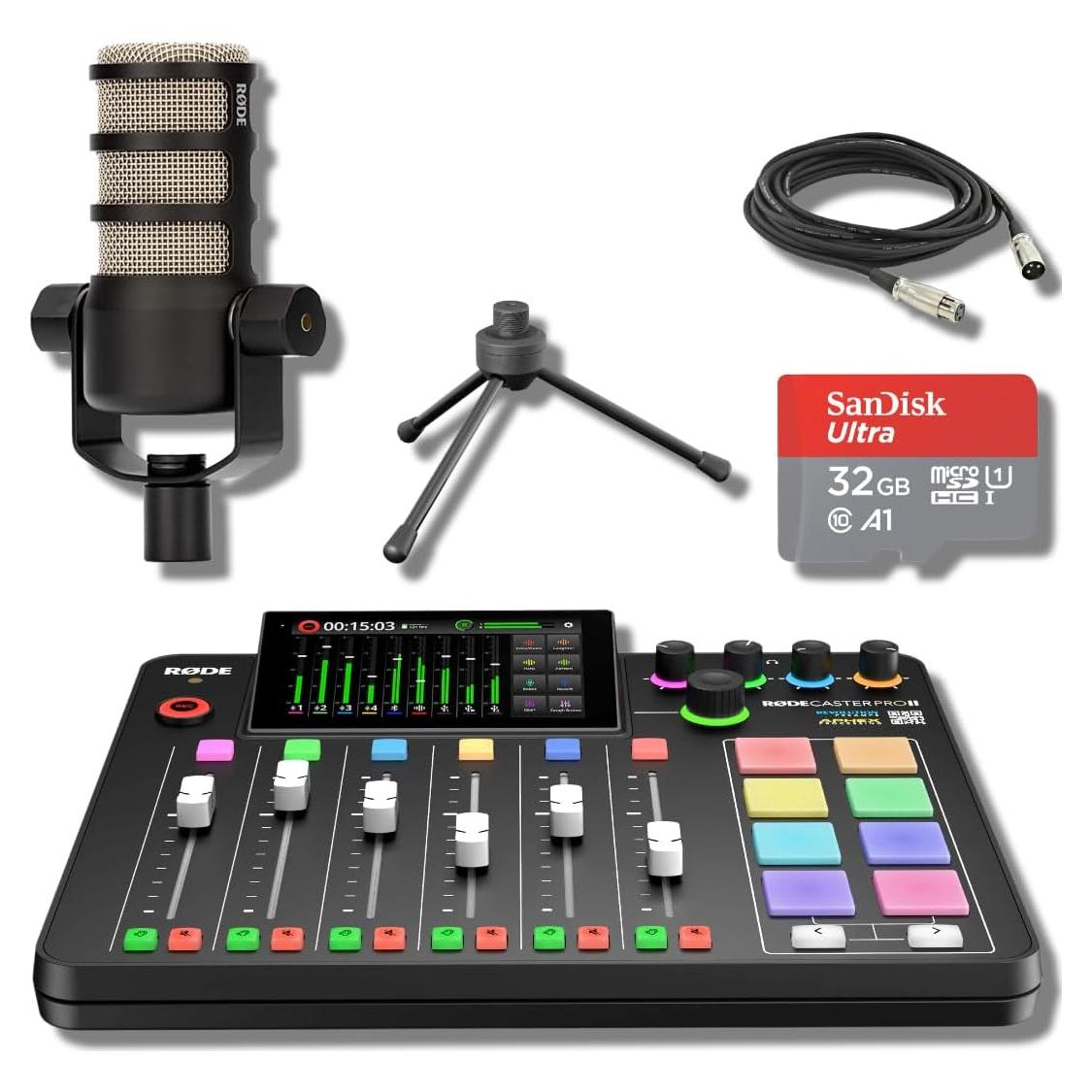 Paquete Podcast Rode RODECaster Pro 2 + PodMic + Soporte