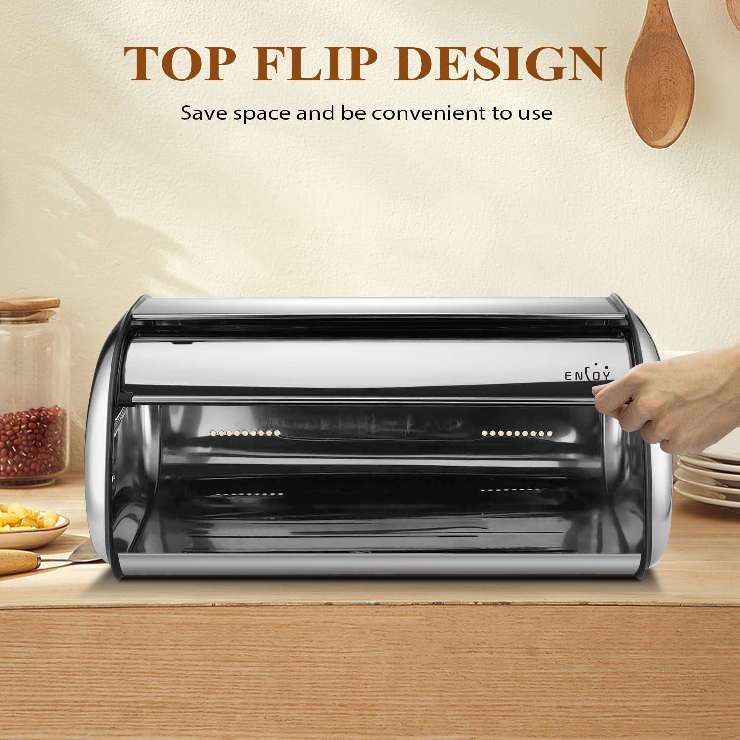 Caja de Pan ENLOY Acero Inoxidable 43x28x18 cm Retro