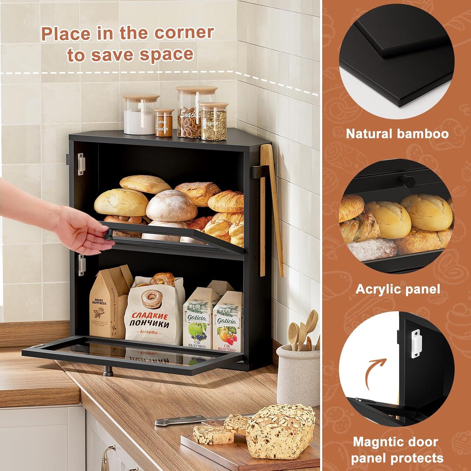 Caja de Pan WOWLIVE Esquina Negra Doble Capa 30.6L