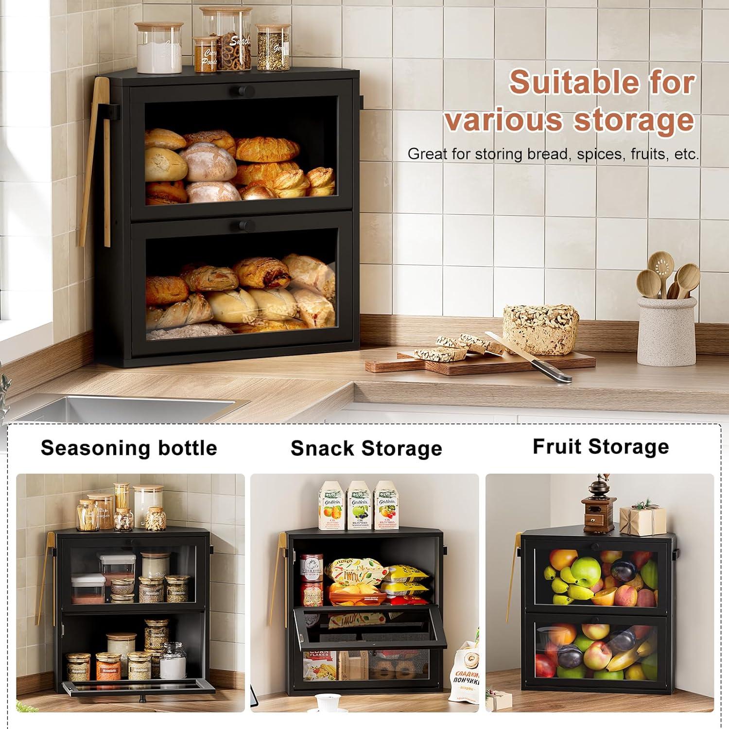 Caja de Pan WOWLIVE Esquina Negra Doble Capa 30.6L