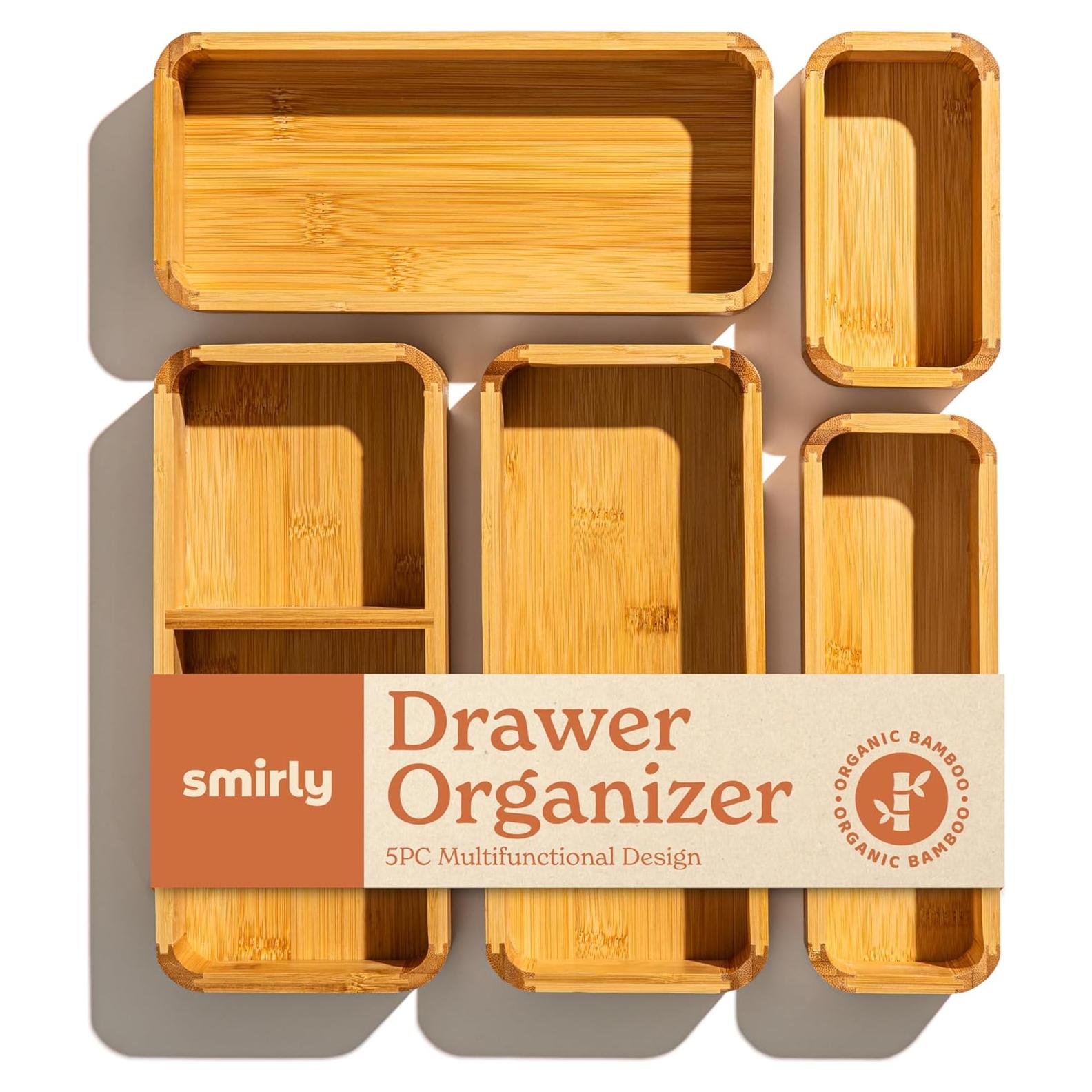 Organizador de Cajones de Bambú SMIRLY - Juego de 5 Piezas