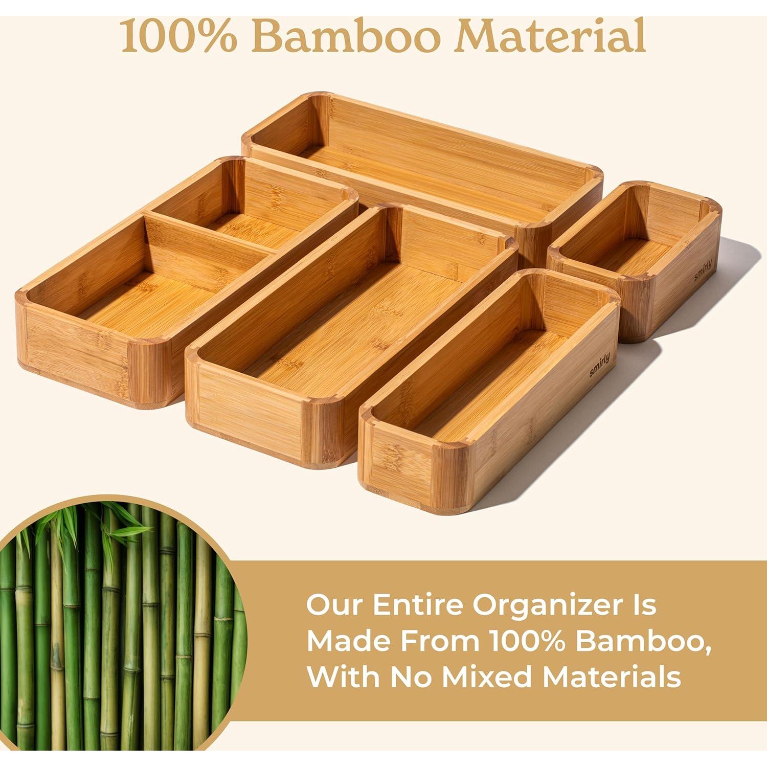 Organizador de Cajones de Bambú SMIRLY - Juego de 5 Piezas