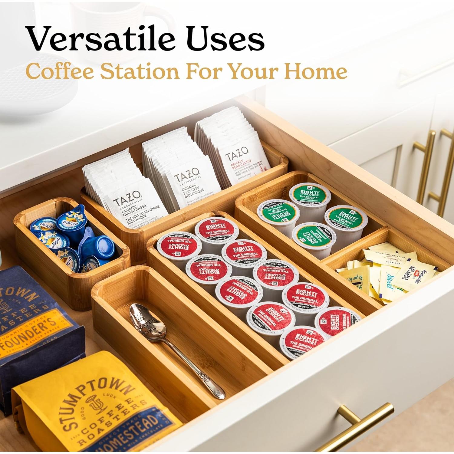 Organizador de Cajones de Bambú SMIRLY - Juego de 5 Piezas