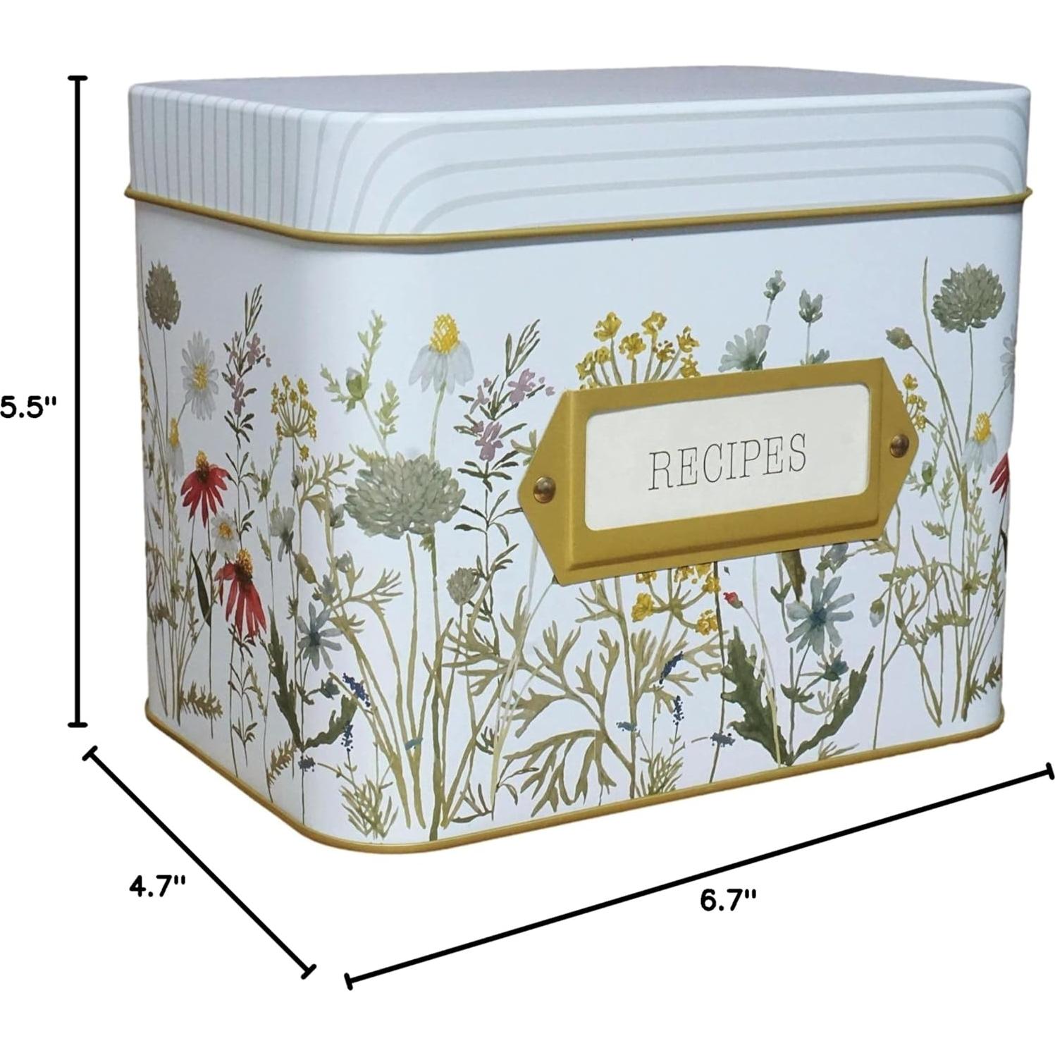 Caja de Recetas de Lata SENSORY4U con 100 Tarjetas y Divisores