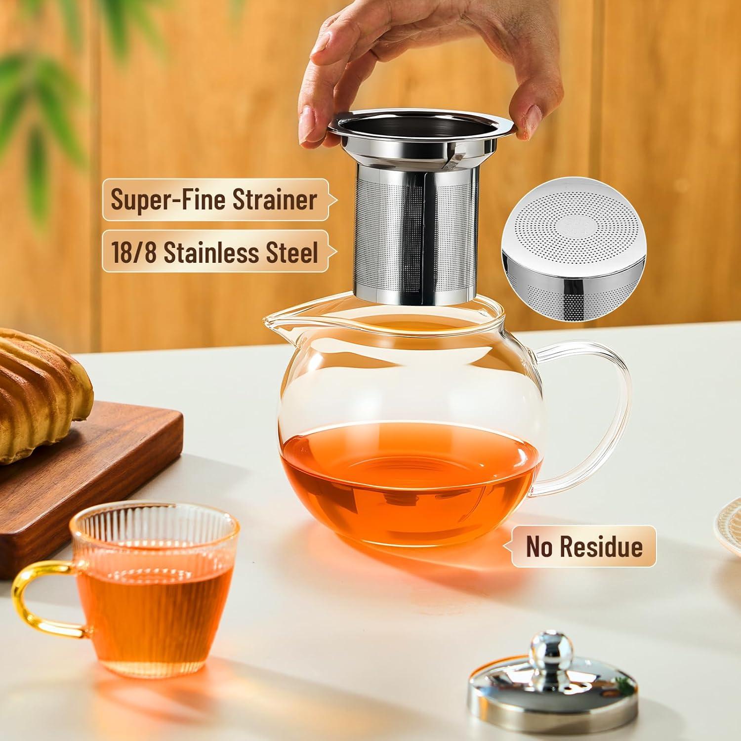 Tetera de vidrio Baalaka 650ml con infusor de acero inoxidable